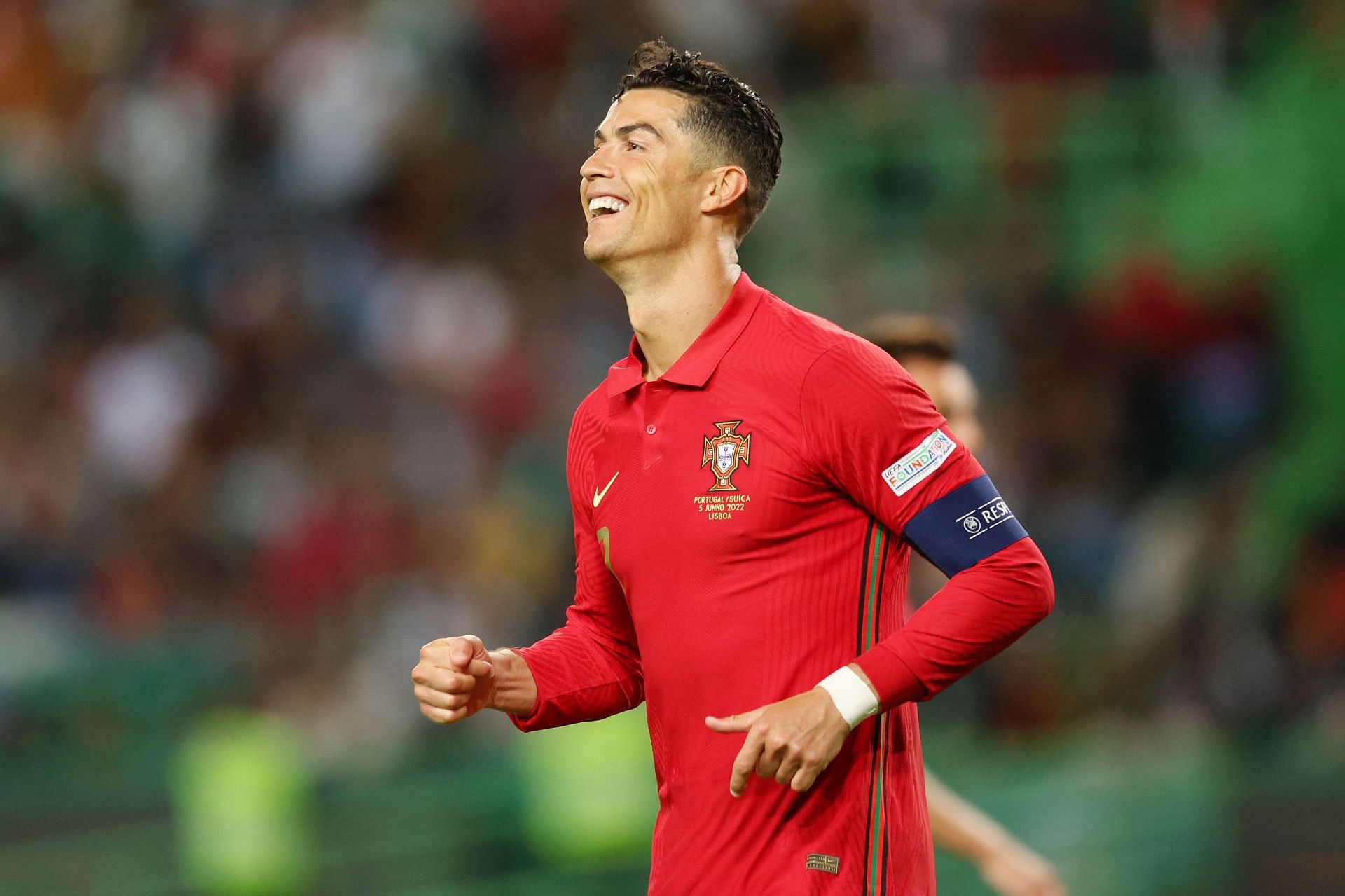 Cristiano Ronaldo in action for Portugal against Switzerland: UEFA Nations League - League Path Group 2
