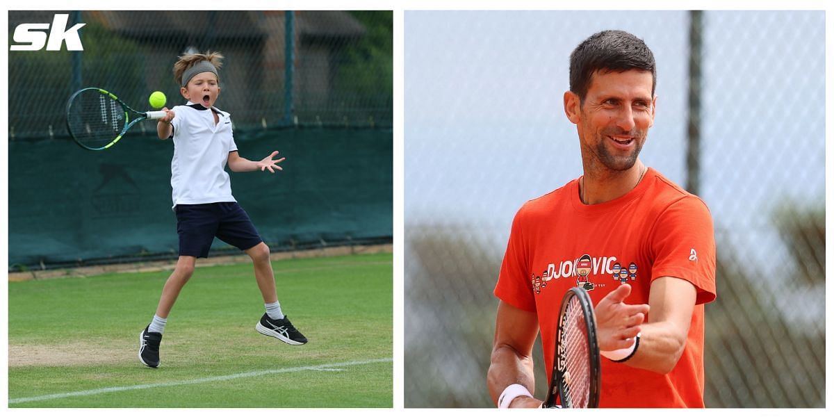 Novak Djokovic practices with son at Wimbledon