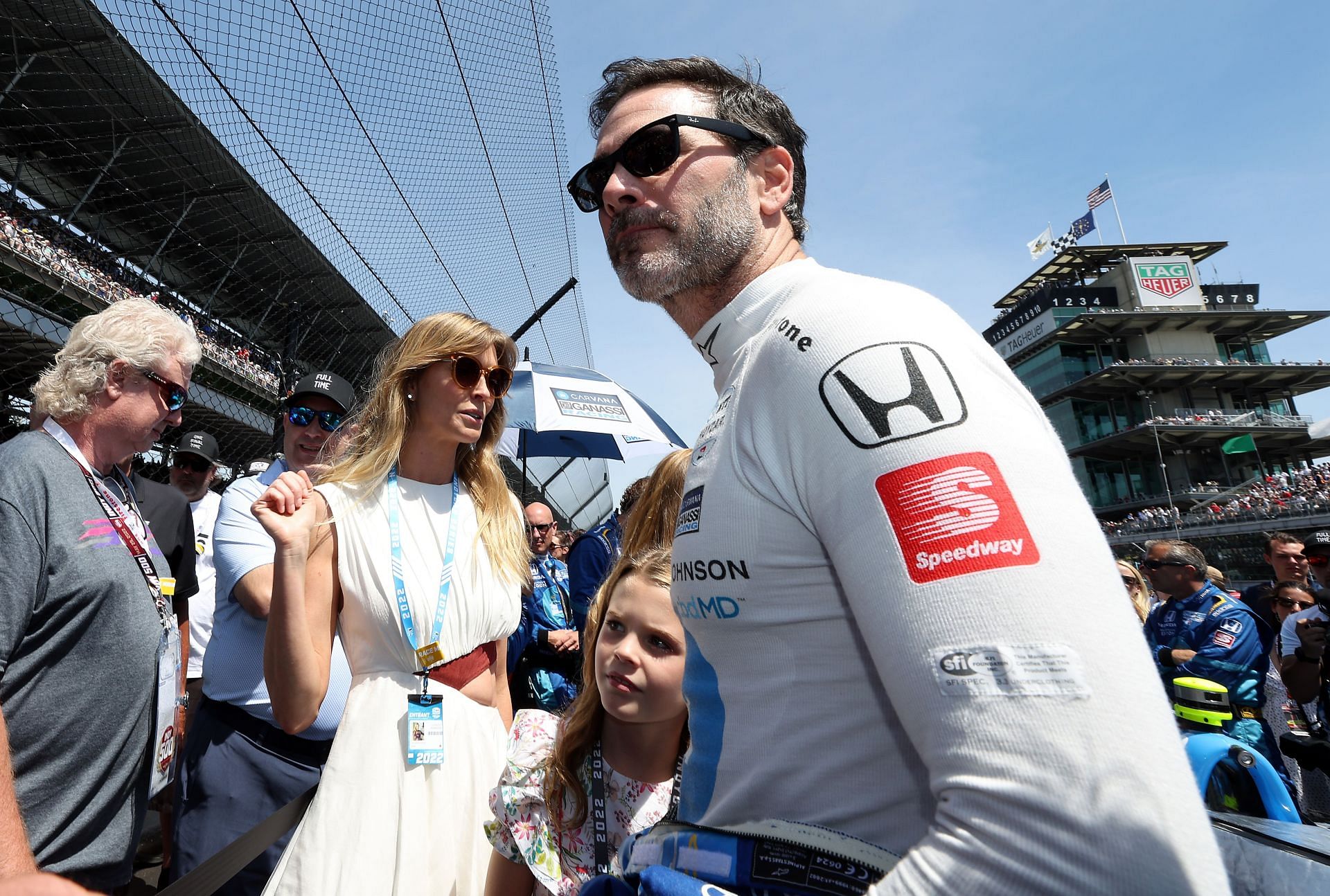 Jimmie Johnson prepares to get in his car before the 106th running of The Indy 500 at Indianapolis Motor Speedway in Indiana (Photo by Jamie Squire/Getty Images)