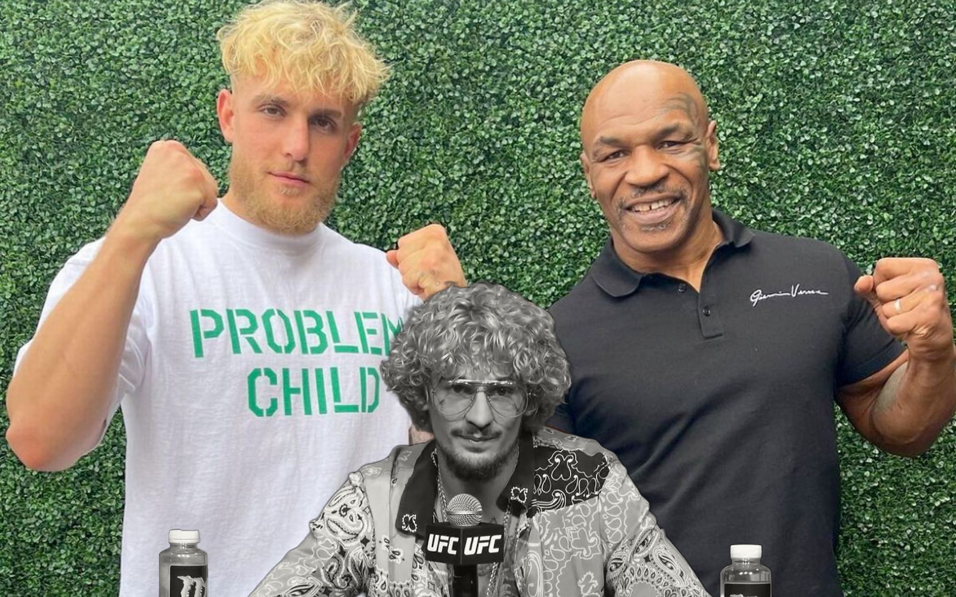 Jake Paul (left), Sean O&#039;Malley (center), and Mike Tyson (right) (Image via Instagram/Jake Paul and YouTube/UFC)