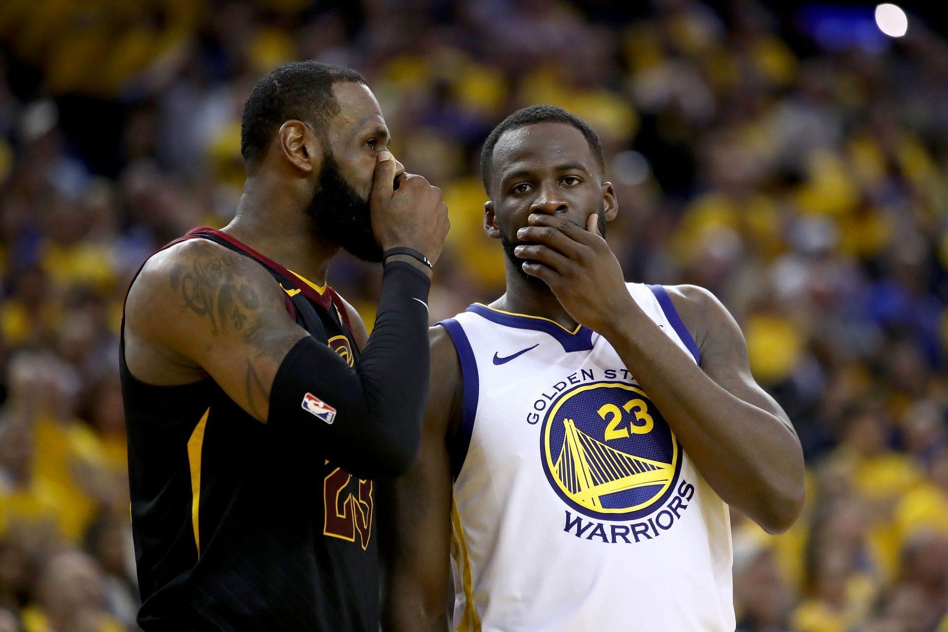 LeBron James and Draymond Green during 2018 NBA Finals - Game One