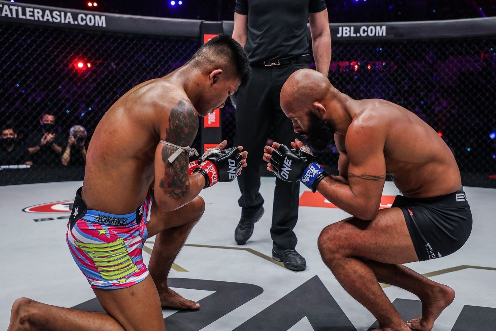 Rodtang Jitmuangnon (left) and Demetrious Johnson (right) at ONE X [Photo Credit: ONE Championship]