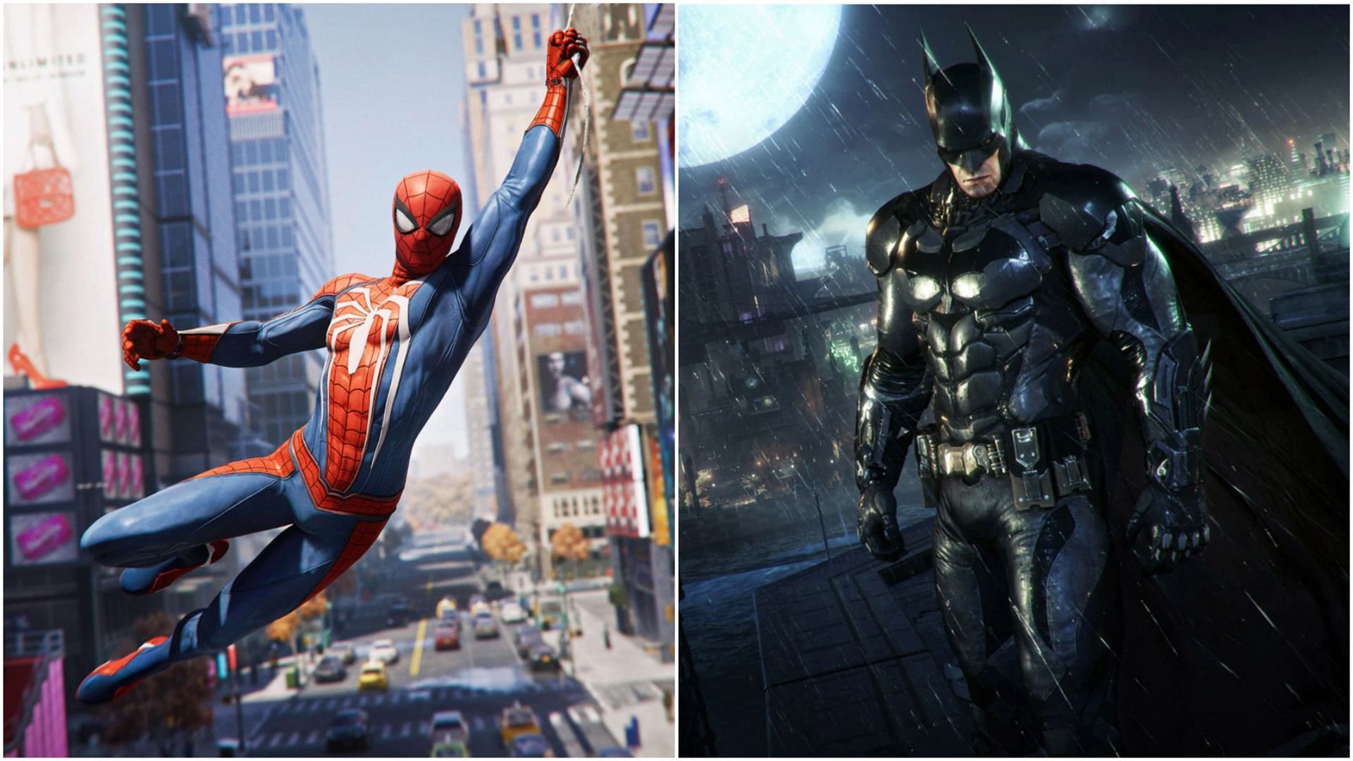 Marvel&#039;s Spider-Man and Batman: Arkham Knight are some of the best superhero video games (Image via Sony and Rocksteady)