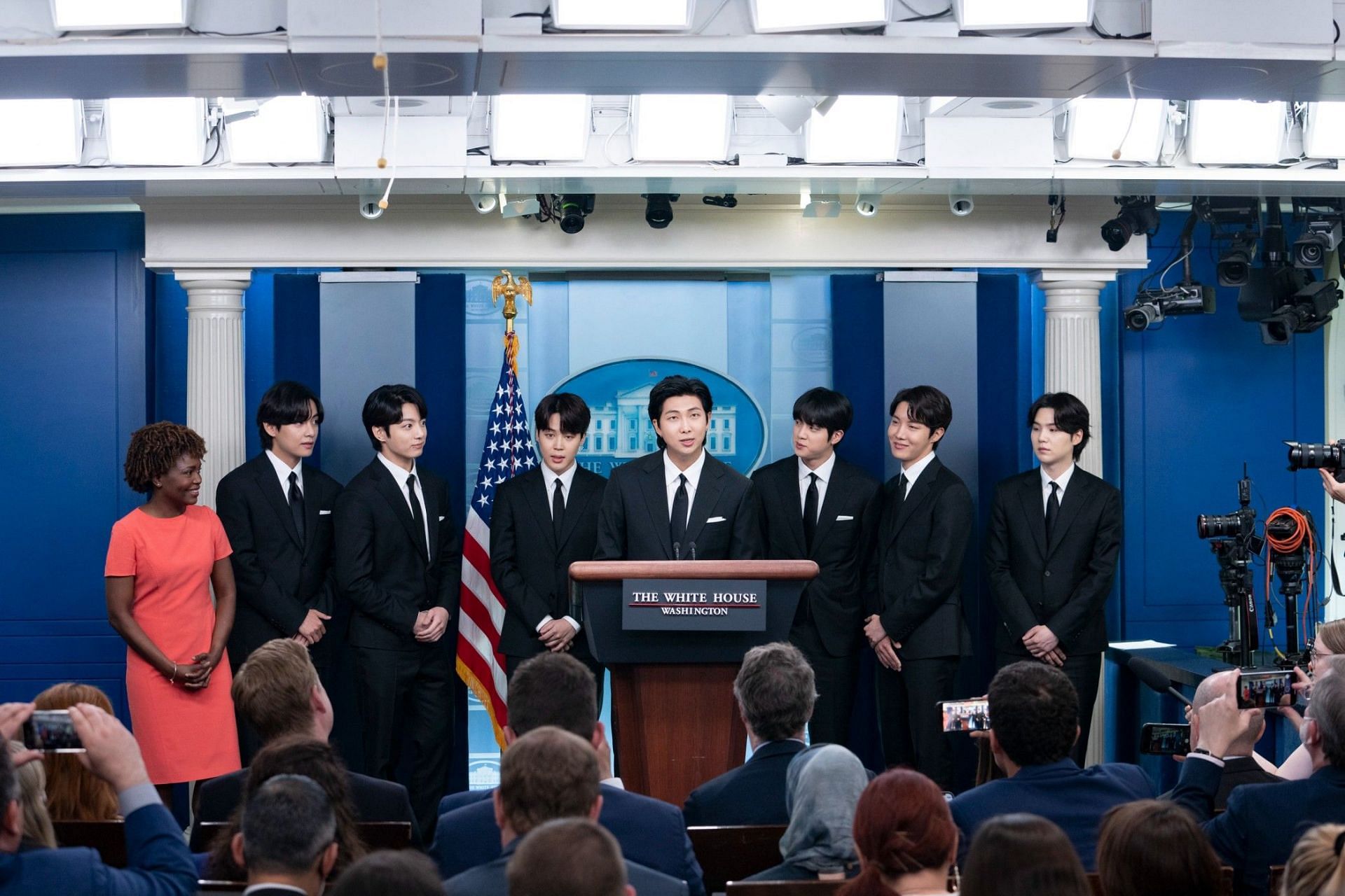 BTS at the press briefing (Image via White House)