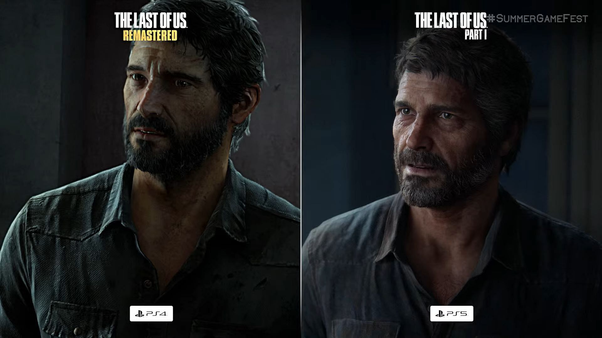 Comparison shot of the remake vs the original featuring Joel (Image via Naughty Dog)