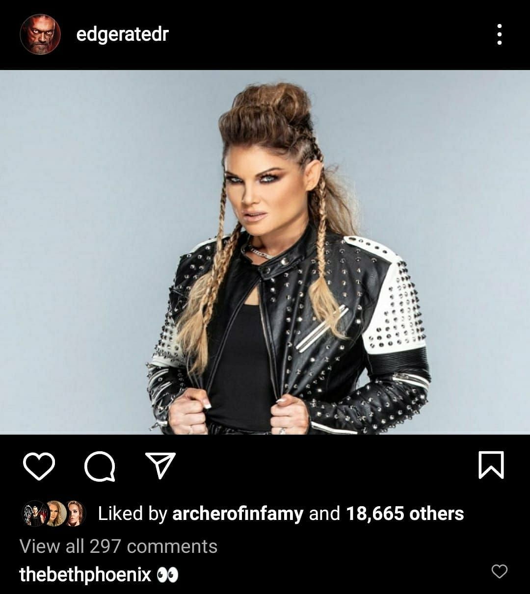 Beth Phoenix reacts to the Rated-R Superstar&#039;s post