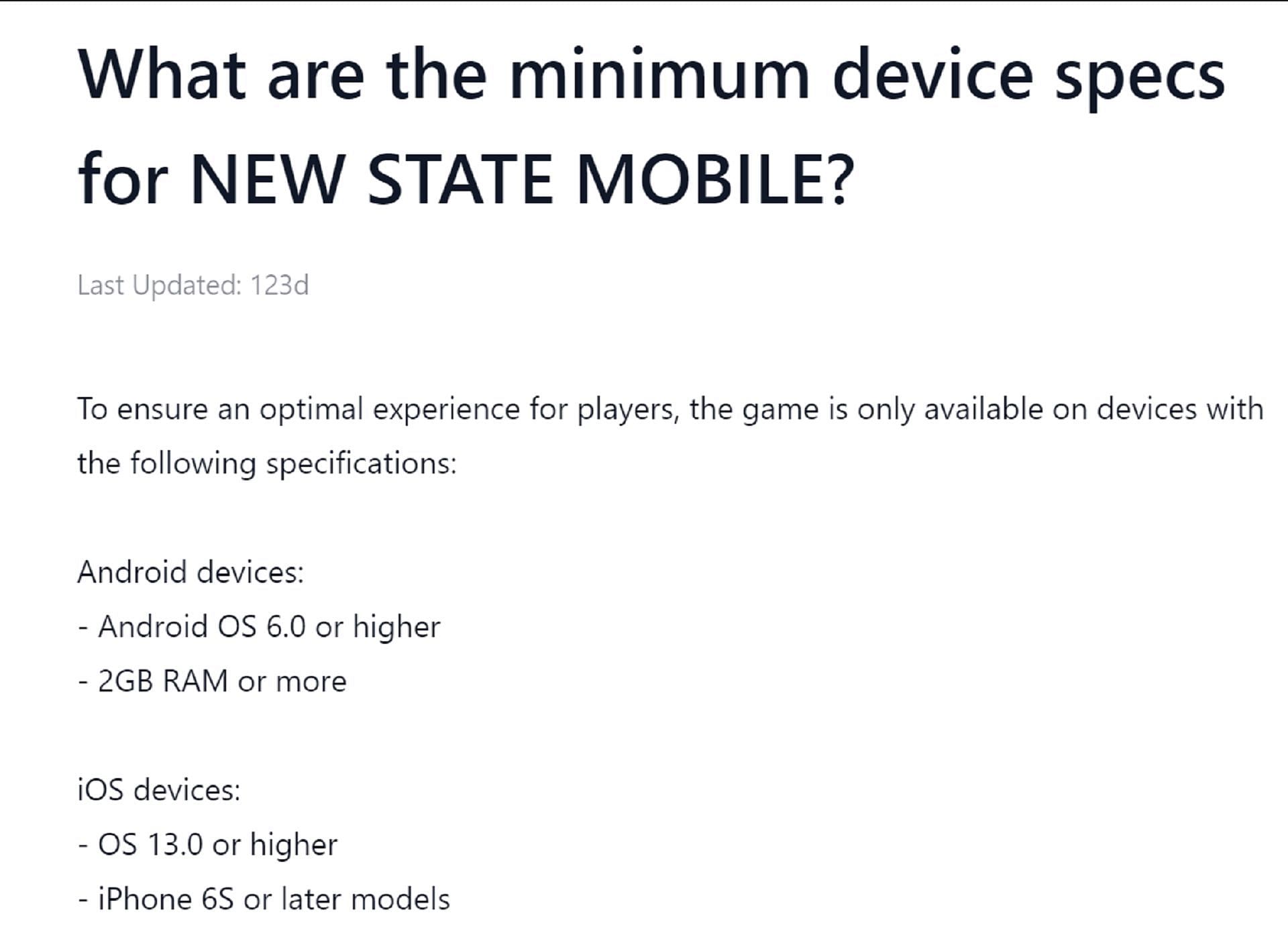 حداقل الزامات برای New State Mobile (تصویر از طریق Krafton)