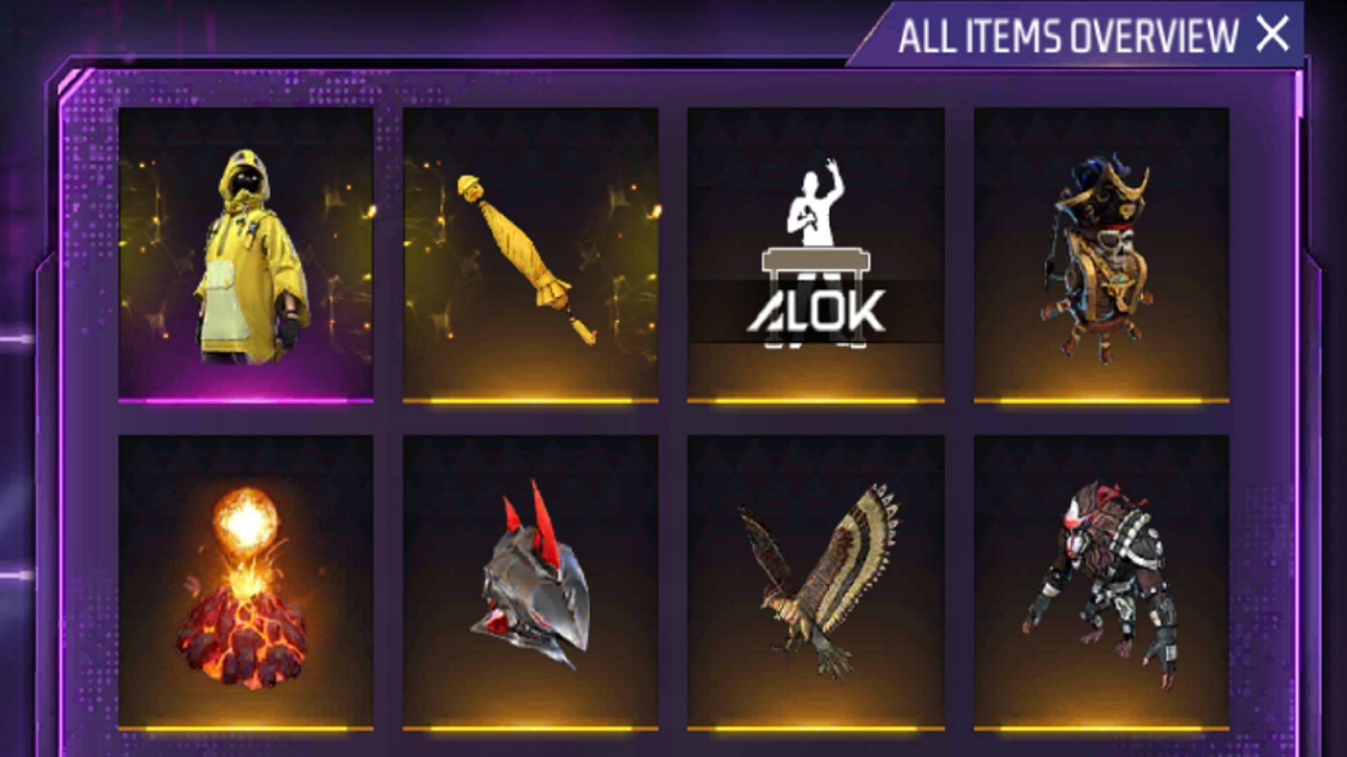 فهرست بلندبالایی از اقلام در دسترس است (تصویر از طریق Garena)