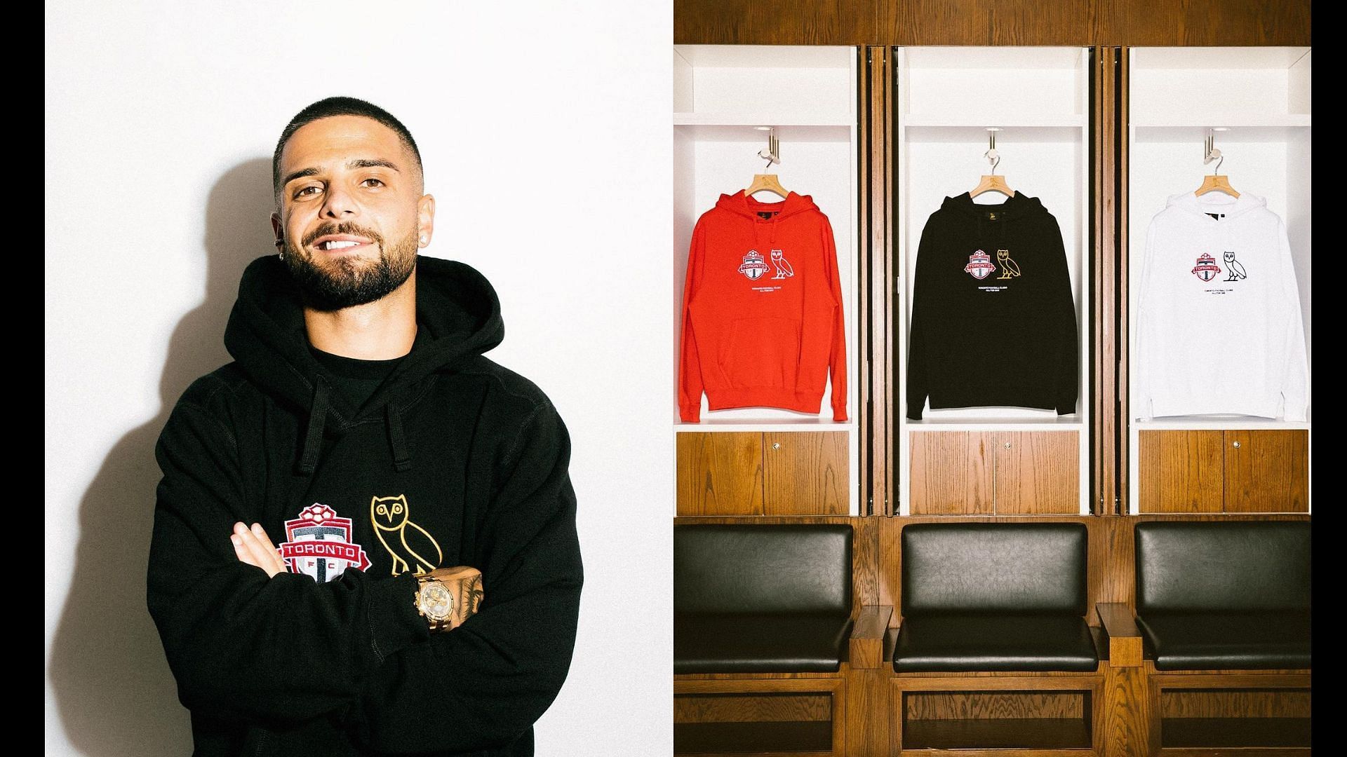 A closer look at the newly released Drake OVO x MLC x Toronto FC apparel collection, welcoming Lorenzo Insigne (Image via @welcomeovo / Instagram)