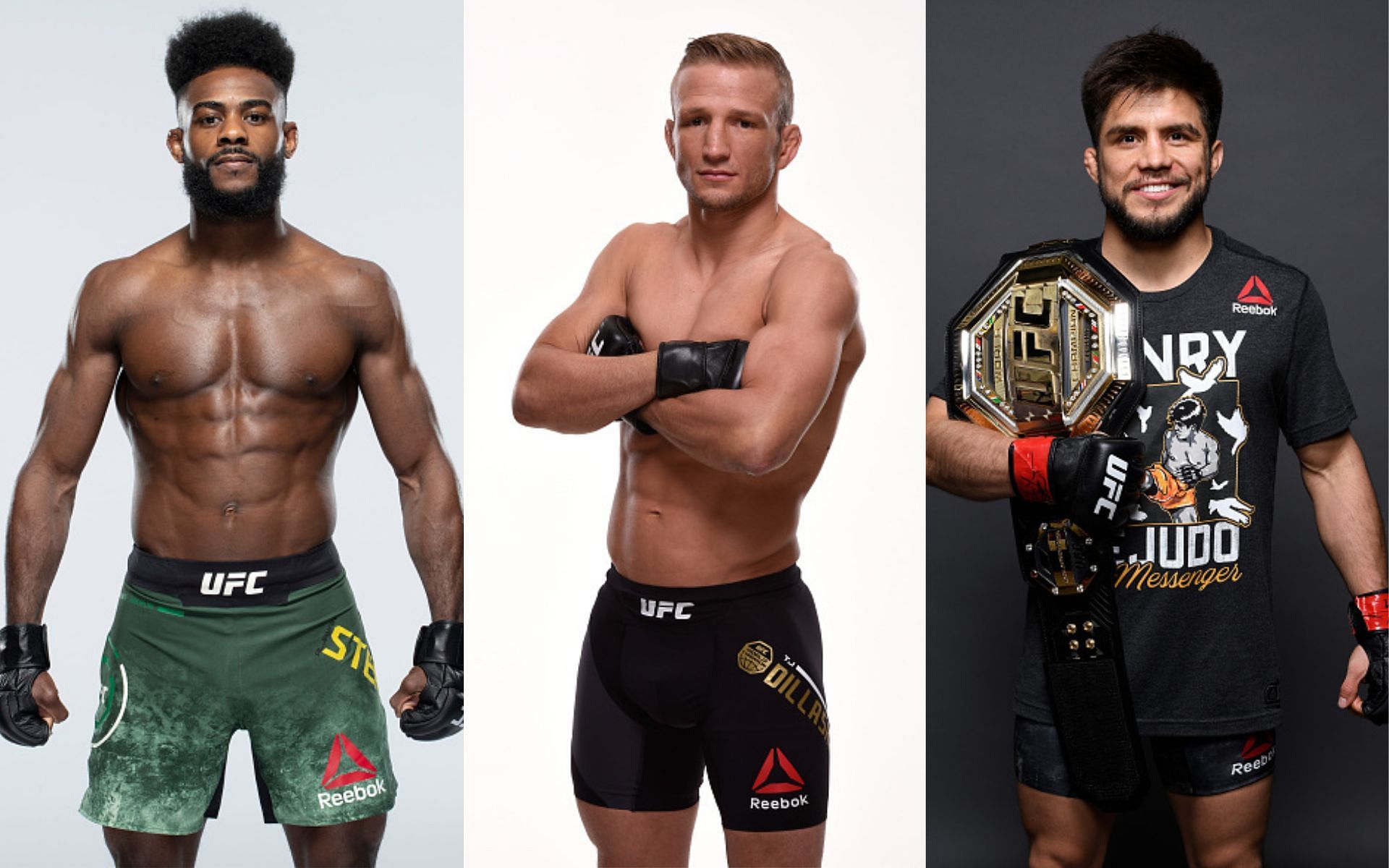 Aljamain Sterling (left), T.J. Dillashaw (middle), and Henry Cejudo (right)(Images via Getty)