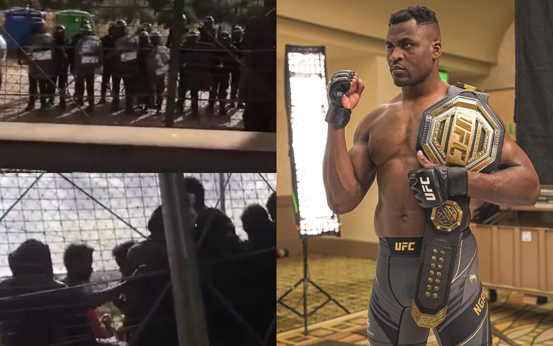 Images from Ngannou&#039;s Instagram post (L); Francis Ngannou (R) [images courtesy of @francisngannou Instagram]
