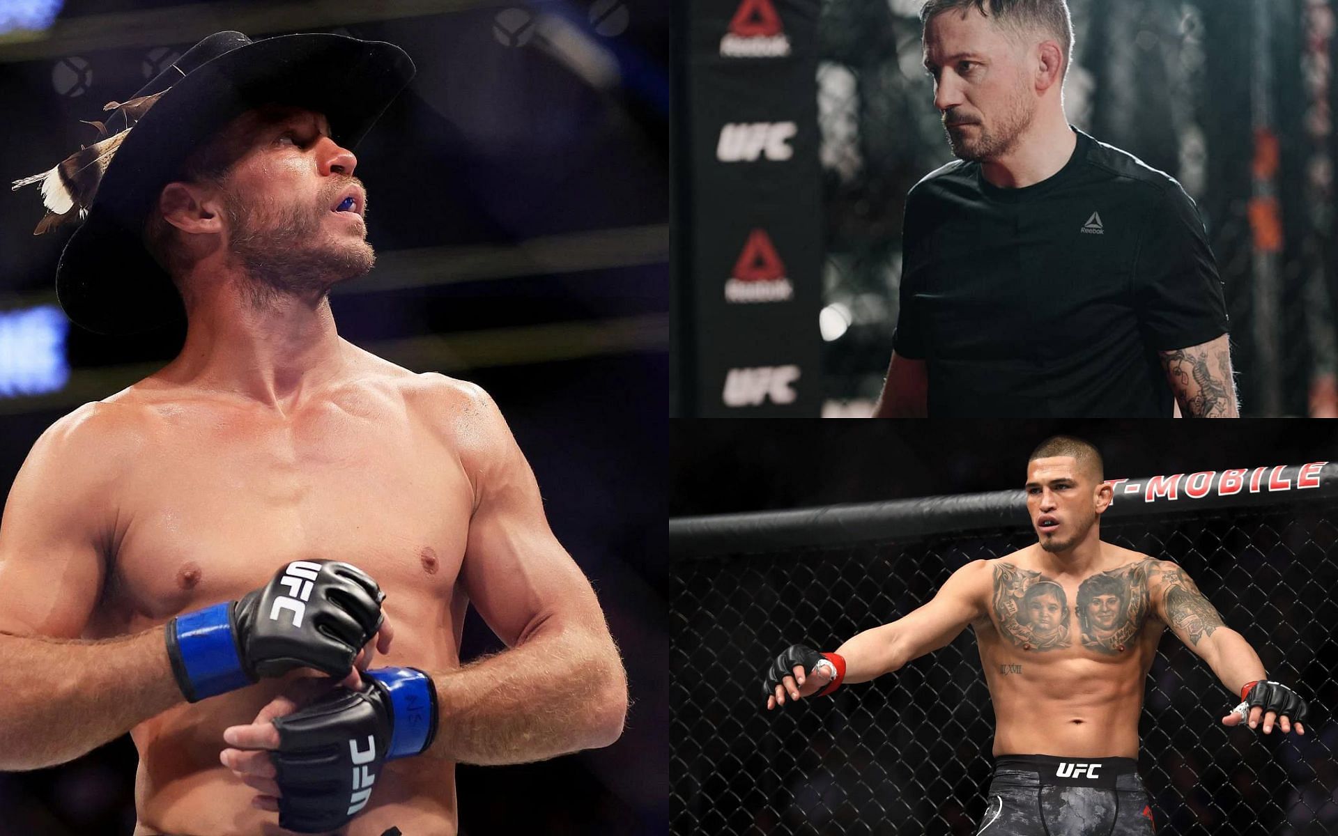 Donald Cerrone (Left), John Kavanagh (Top Right), and Anthony Pettis (Bottom Right) (Images courtesy of Getty and @coach_kavanagh Instagram)