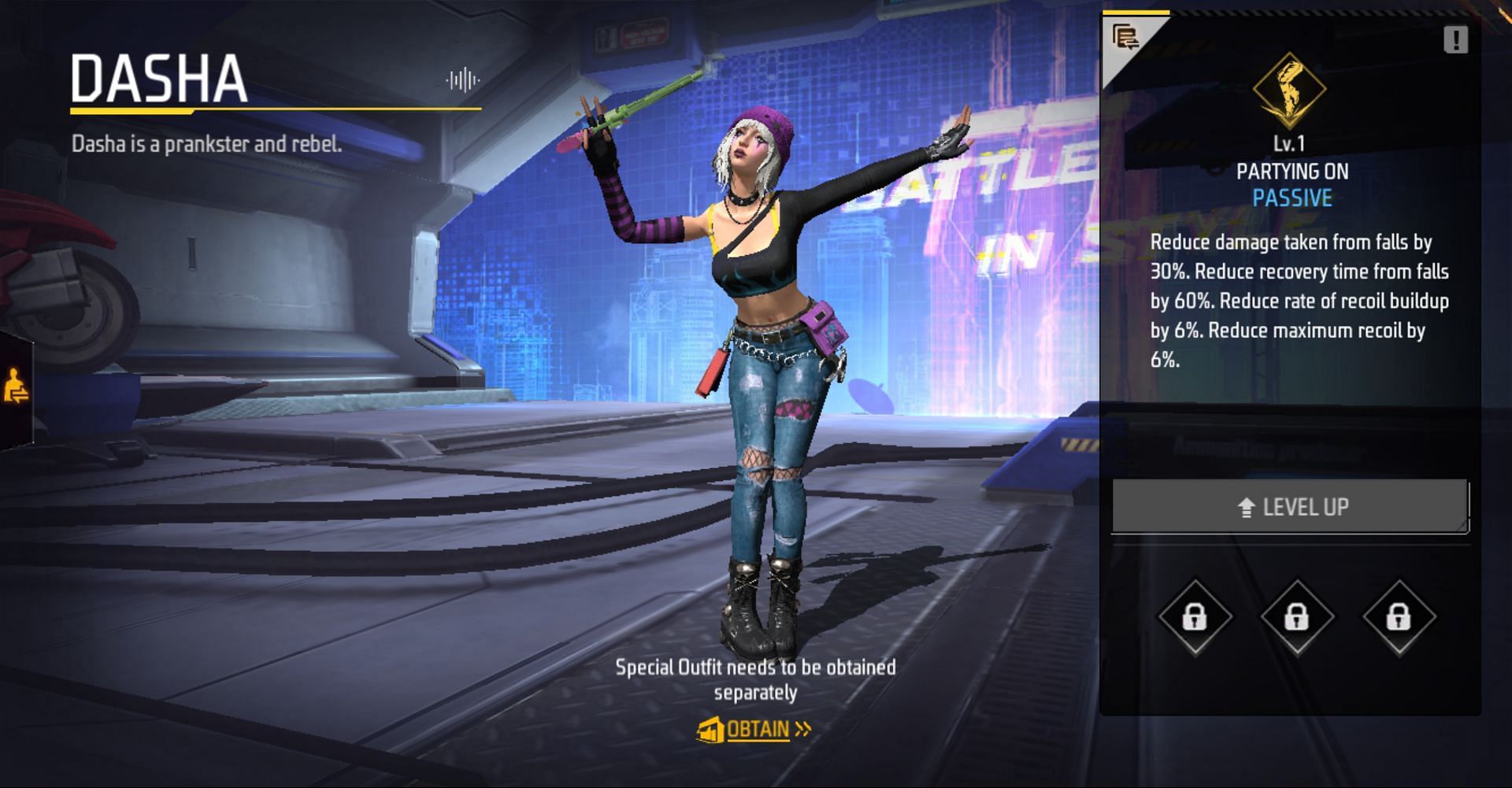 Dasha&#039;s Partying On ability helps with recoil control (Image via Garena)