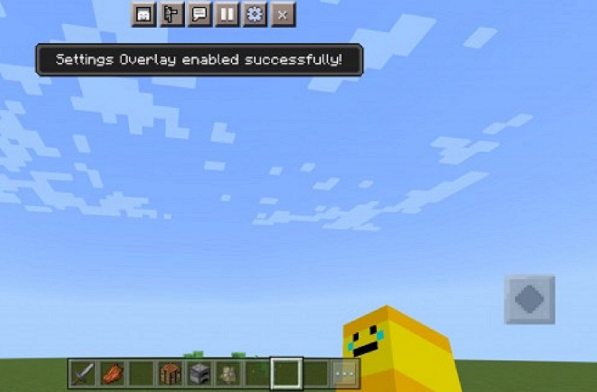 The settings overlay seen at the top of the screen (Actual Image_tlgm/Mcpedl)