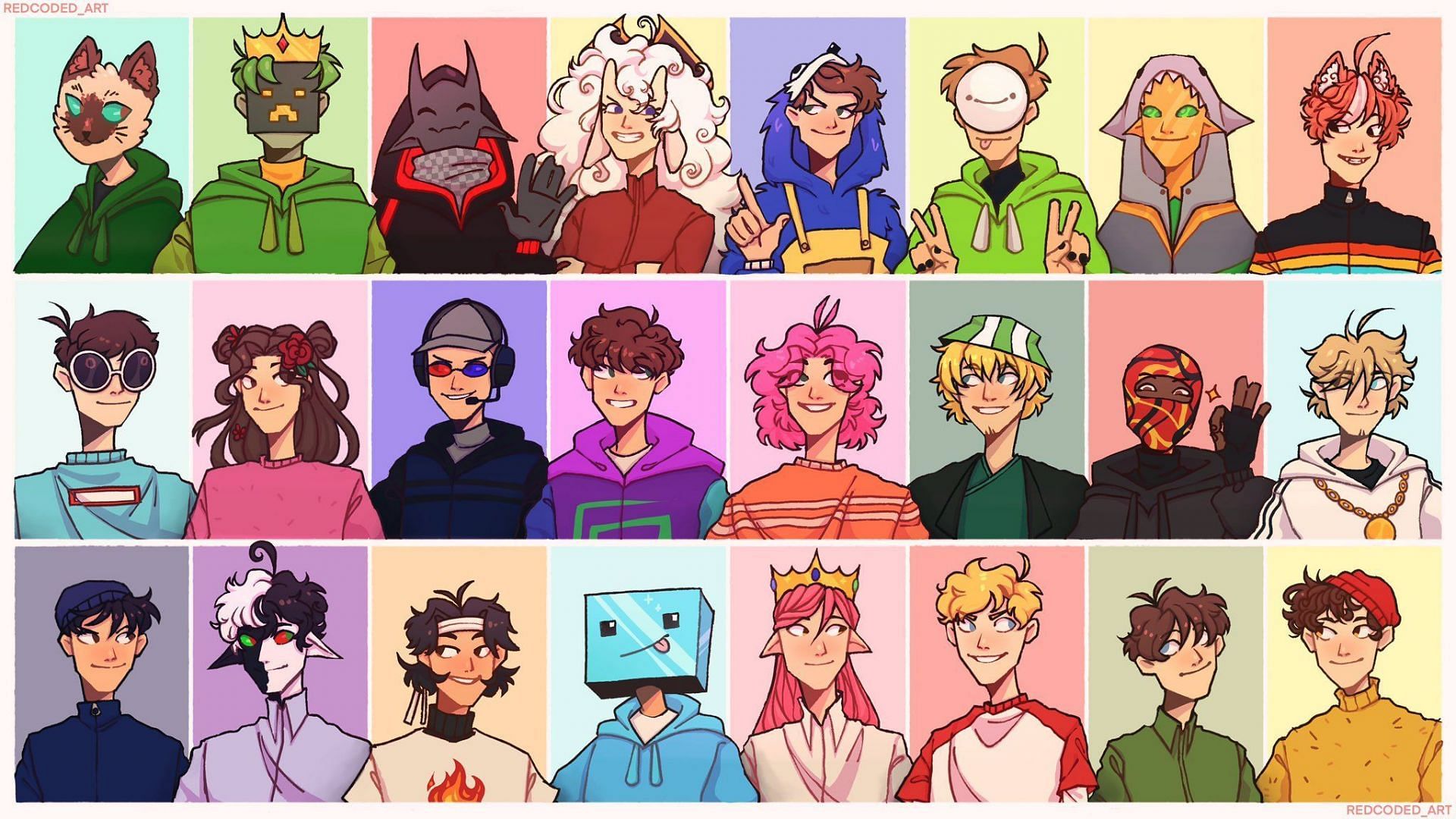 The cast of Dream SMP, the largest SMP of all time (Image by Redcoded_art)