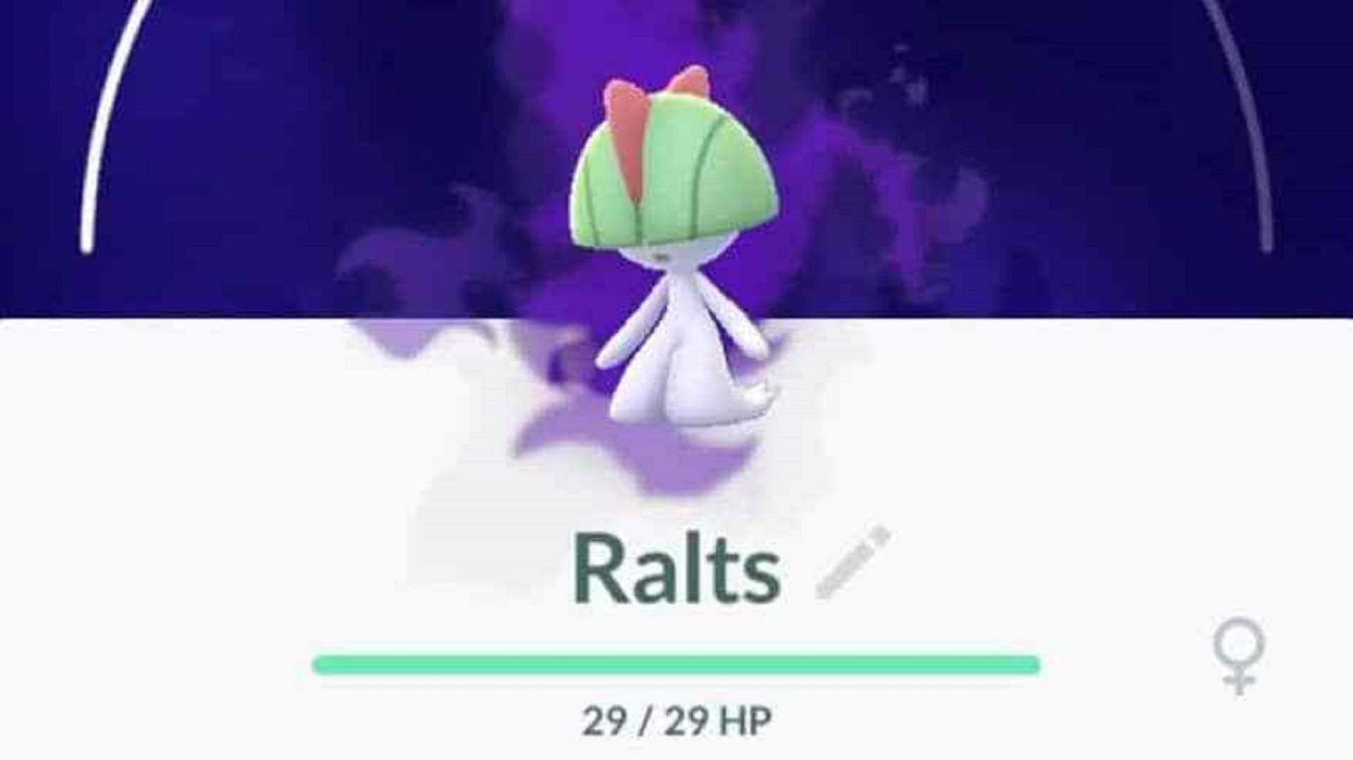 Shadow Ralts on the Pokemon screen in-game (Image via Niantic)
