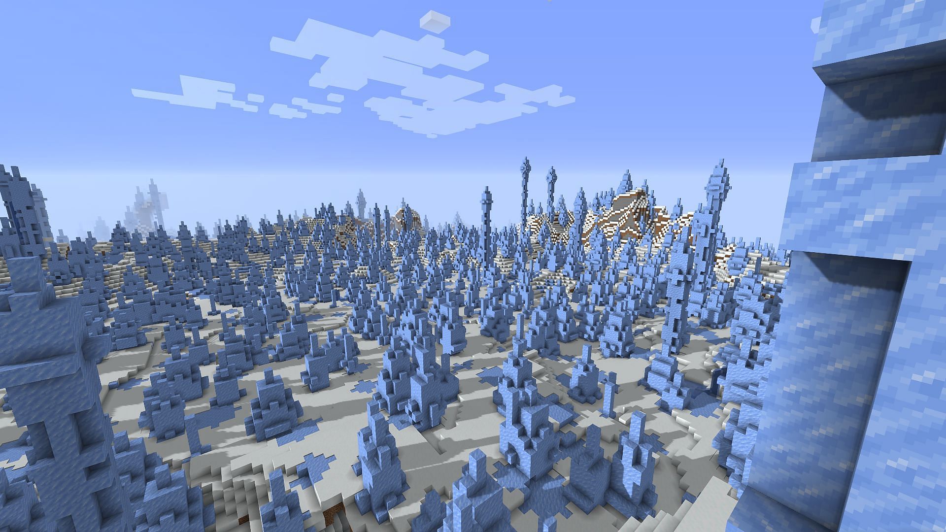 An example of an ice spike biome (Image via Minecraft)