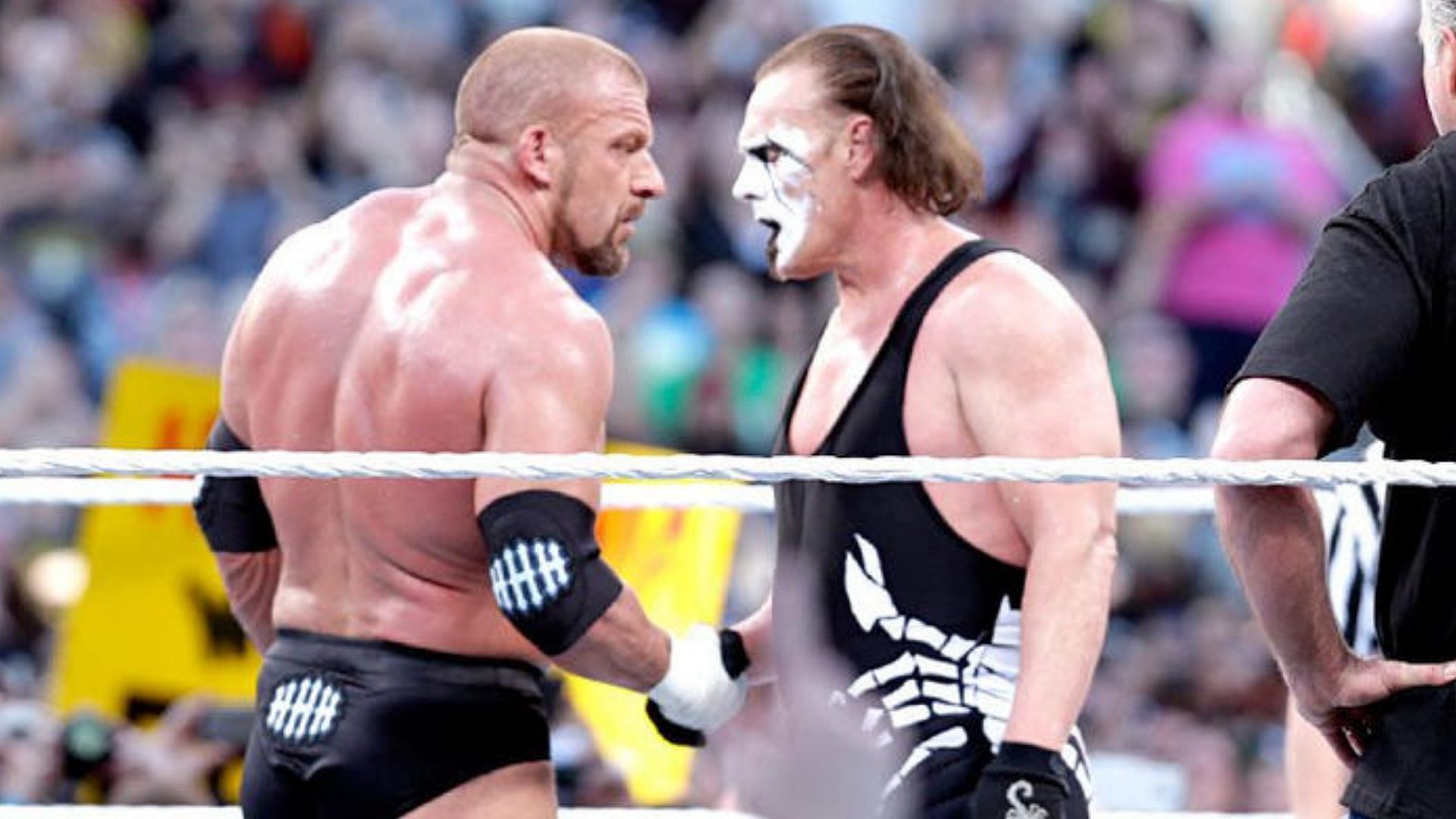 Triple H (left) and Sting (right) at WrestleMania 31