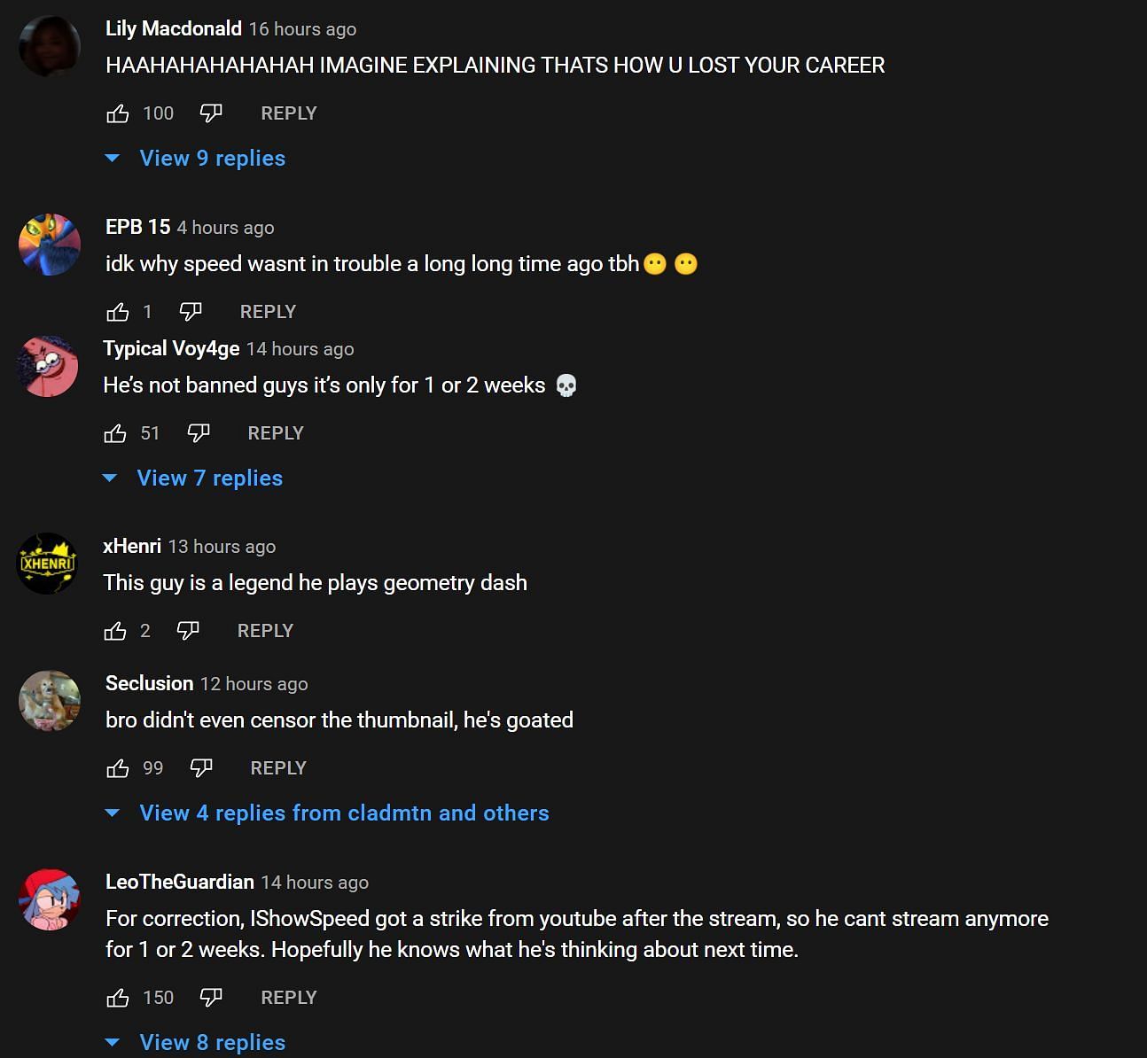Fans share their thoughts on the streamer&#039;s alleged ban (Image via cladmtn YouTube)