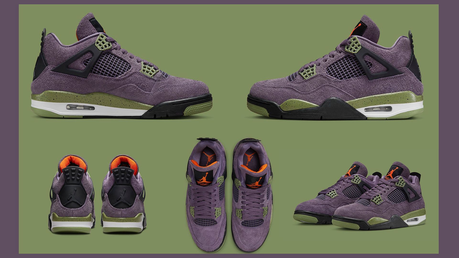 Take a detailed look at the upcoming AJ 4 Canyon Purple sneakers (Image via Sportskeeda)