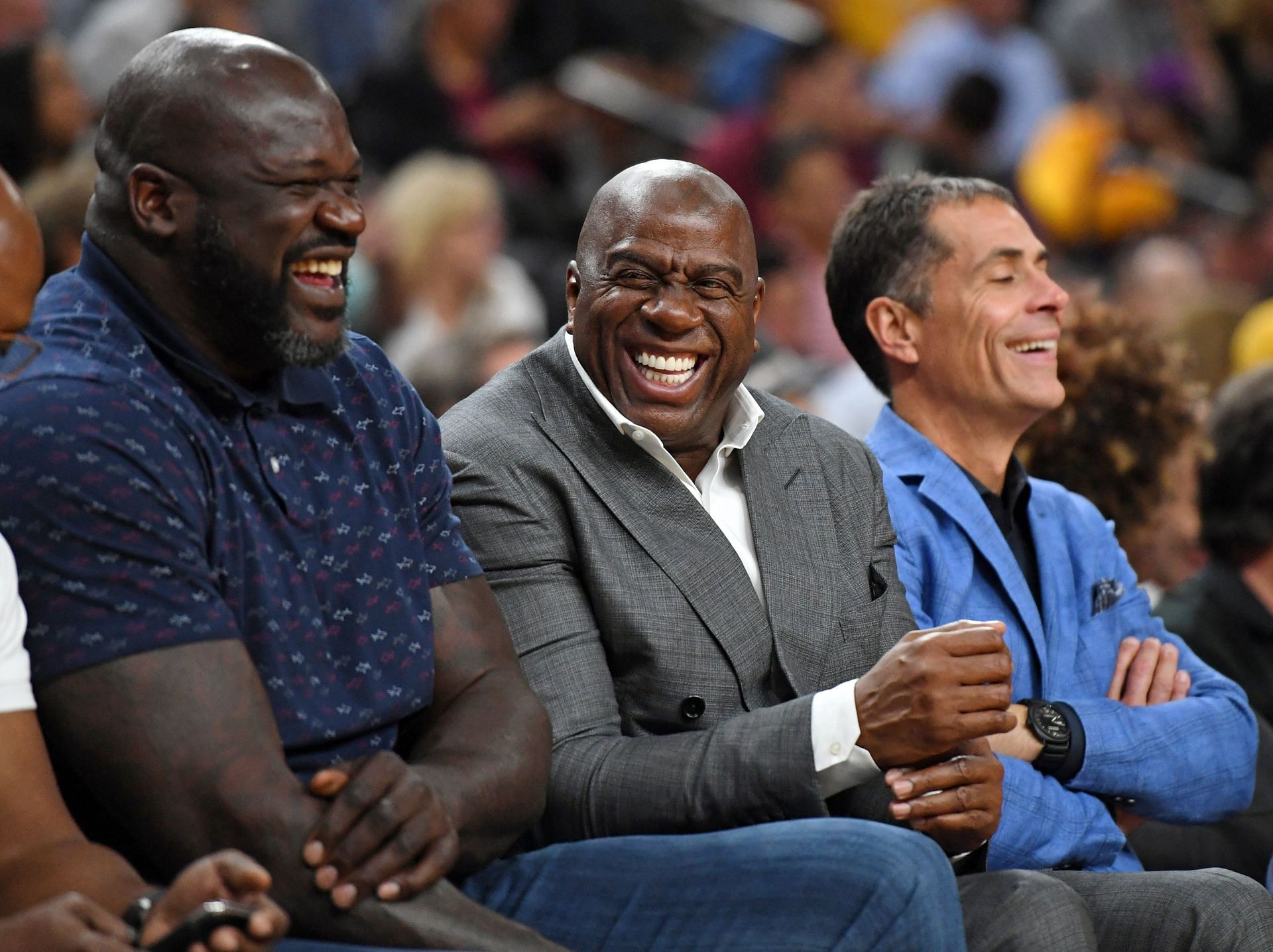 Shaquille O&#039;Neal. left, and Magic Johnson became very successful even after retiring from the NBA. (Image via Getty Images)