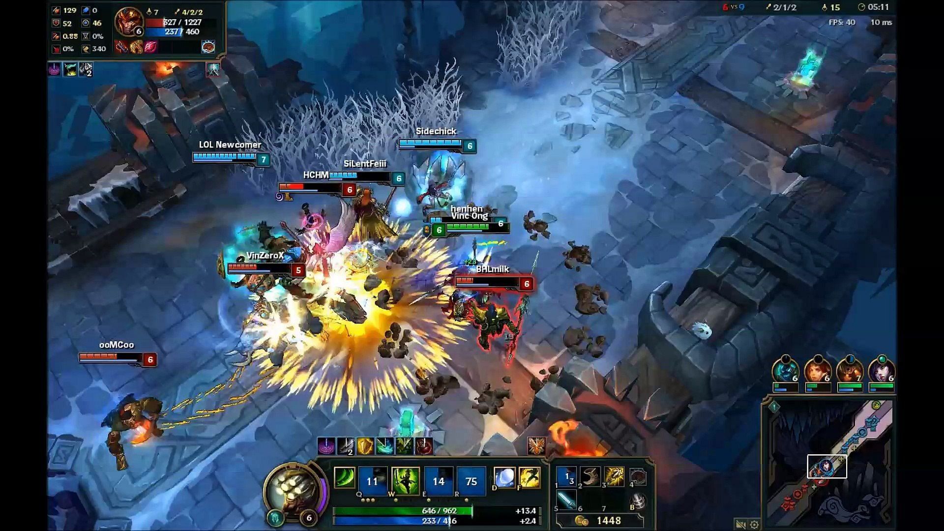 An ongoing ARAM combat in League of Legends (Screengrab via Riot Games)