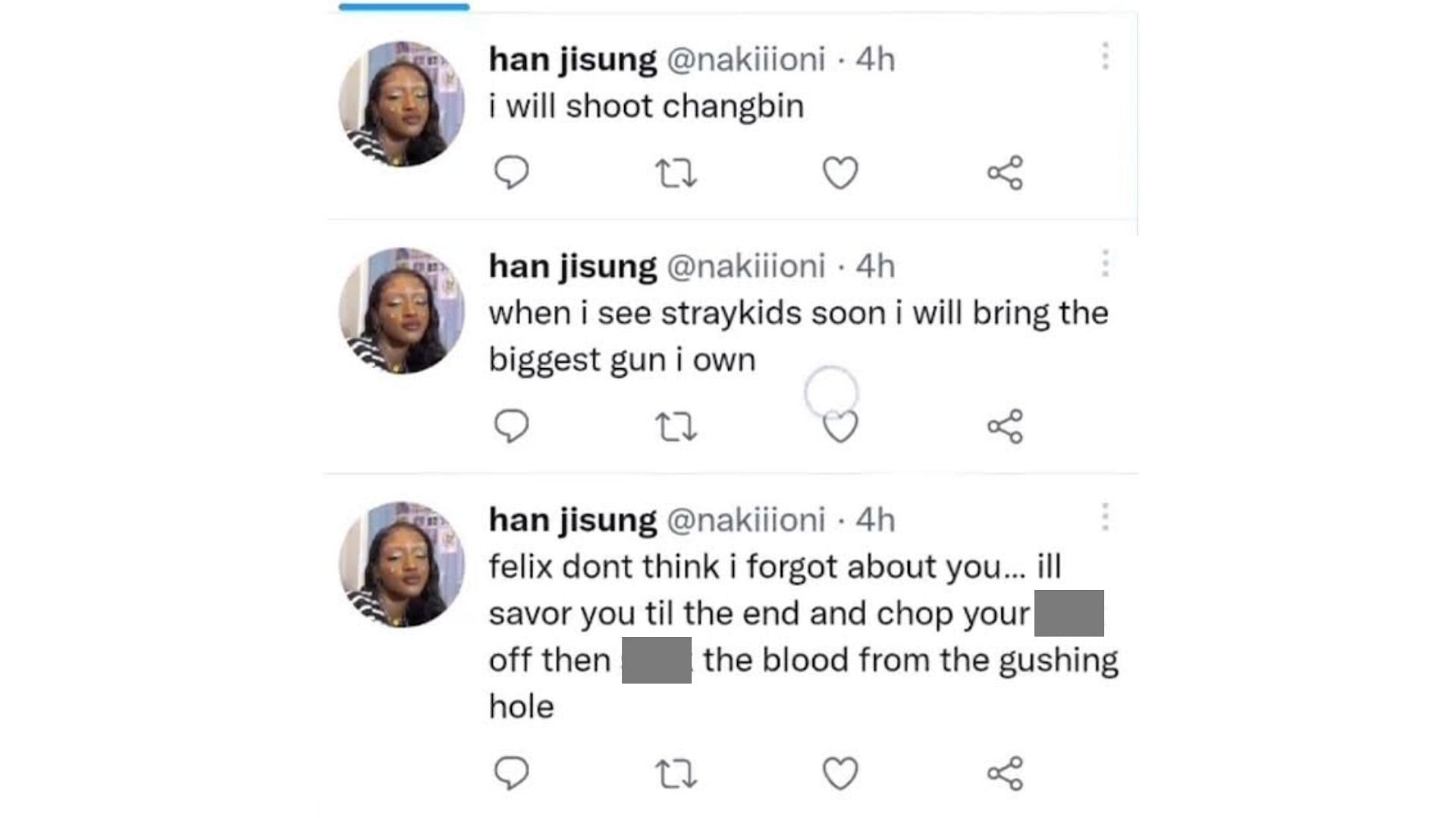 Comentarios violentos y de odio hacia el grupo de K-pop (Imagen vía Twitter)