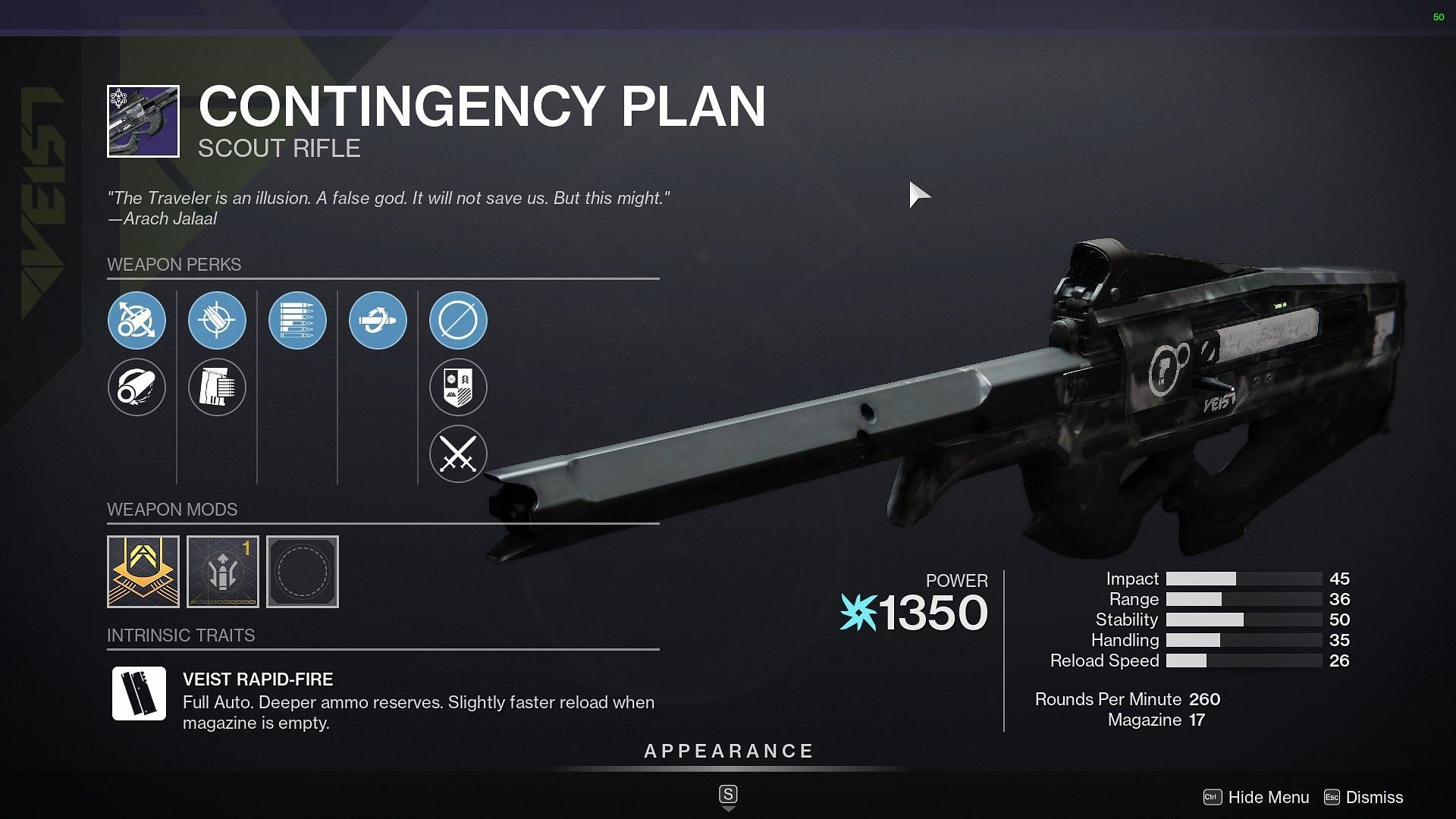 The Contingency Plan Scout Rifle should be snapped up this week (Image via Destiny 2)