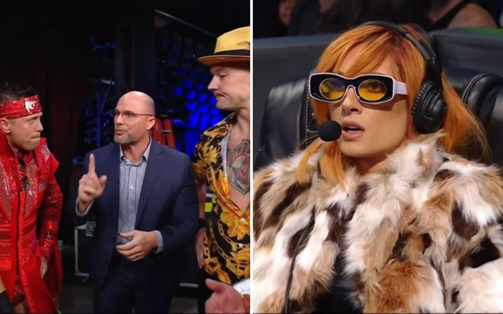 Adam Pearce made a decision (left); Becky Lynch (right)