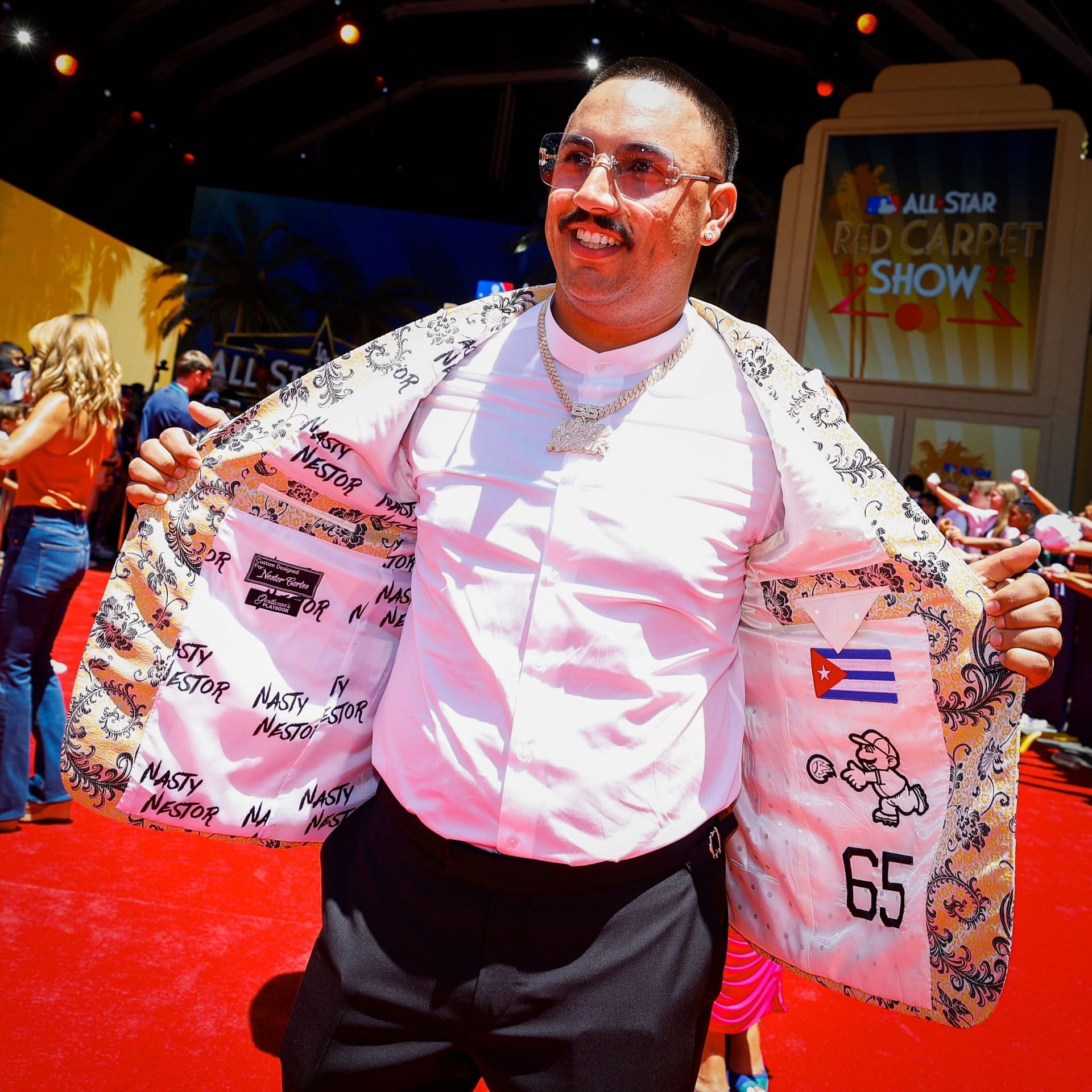 New York Yankees starting pitcher Nestor Cortes during the 2022 All-Star Game Red Carpet Show.