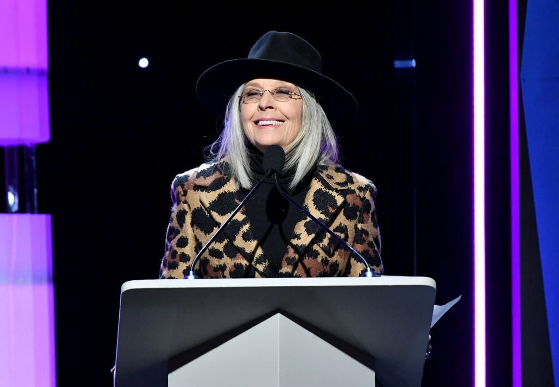 Diane Keaton speaks onstage during the 2020 Writers Guild Awards West Coast Ceremony (Image via Amy Sussman/Getty Images)
