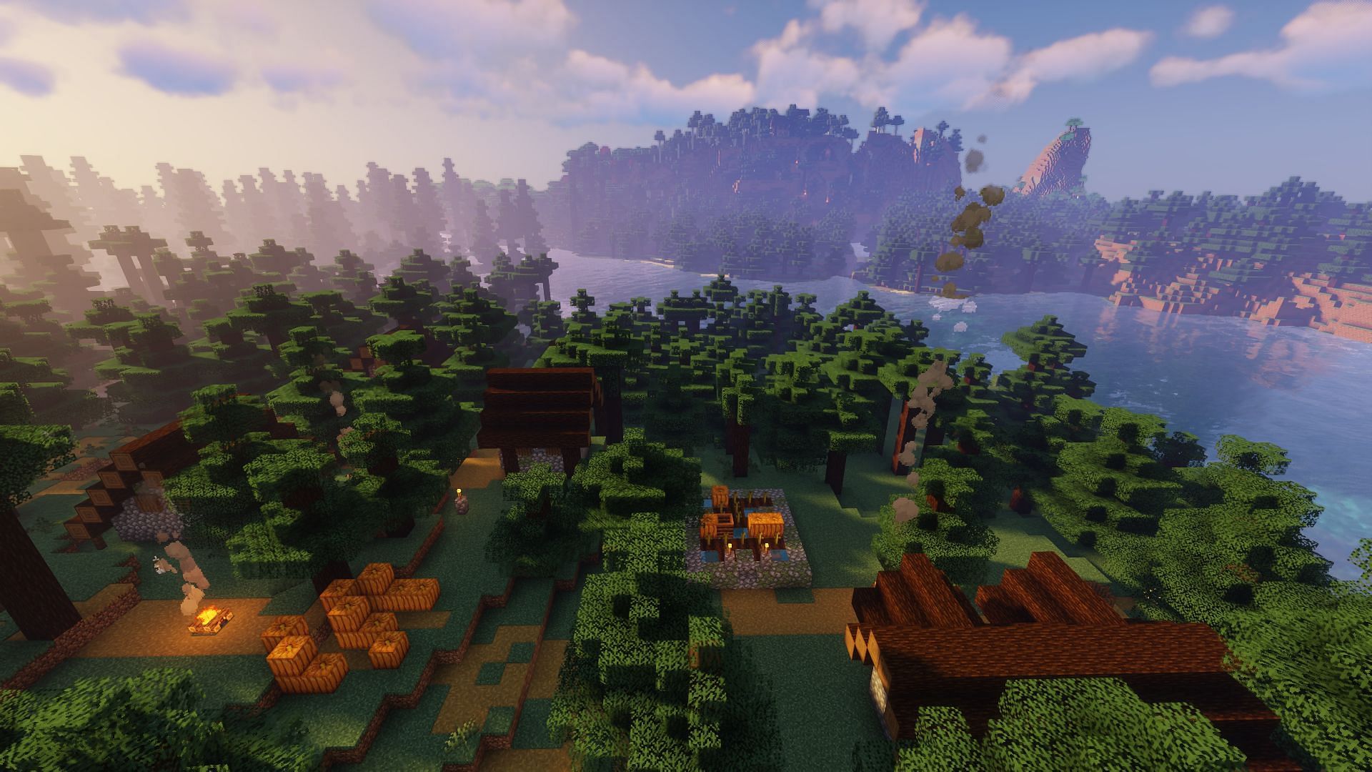 The twin spruce villages that appear in the seed (Image via Minecraft)
