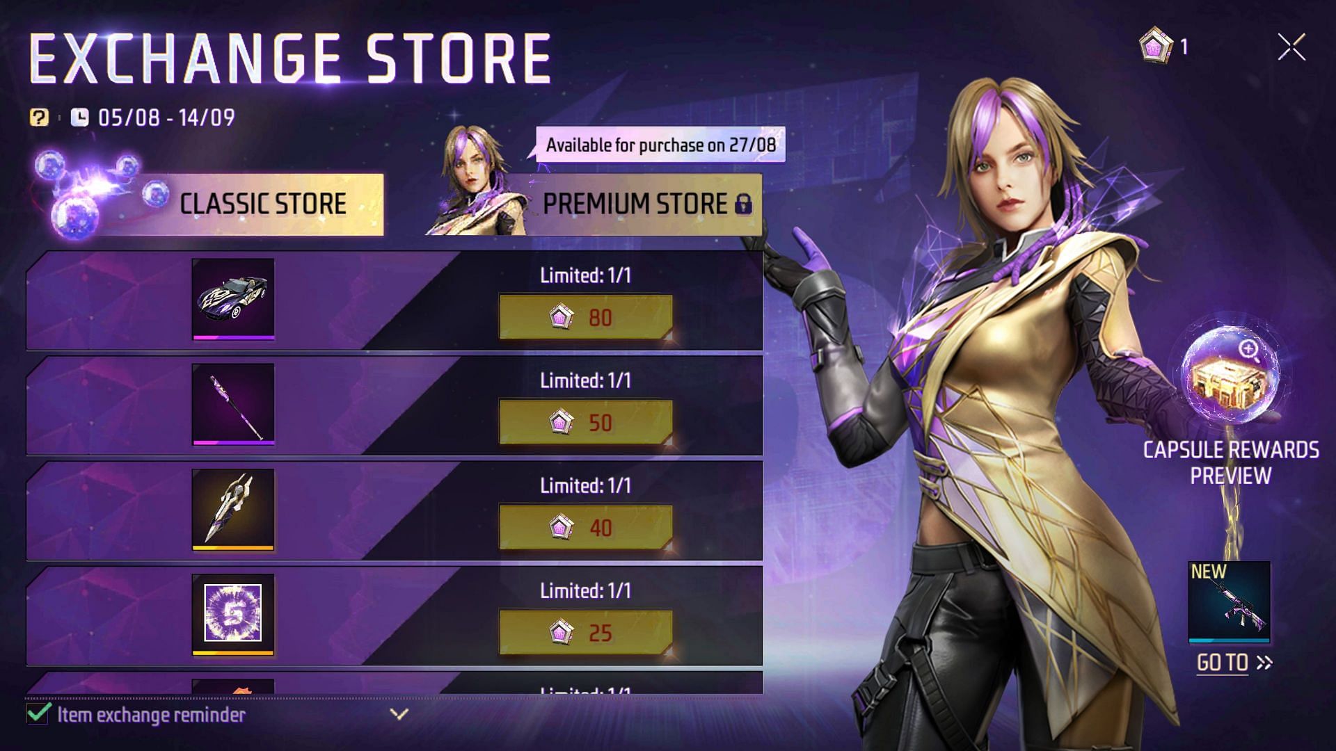 There are two different types of Exchange Stores (Image via Garena)