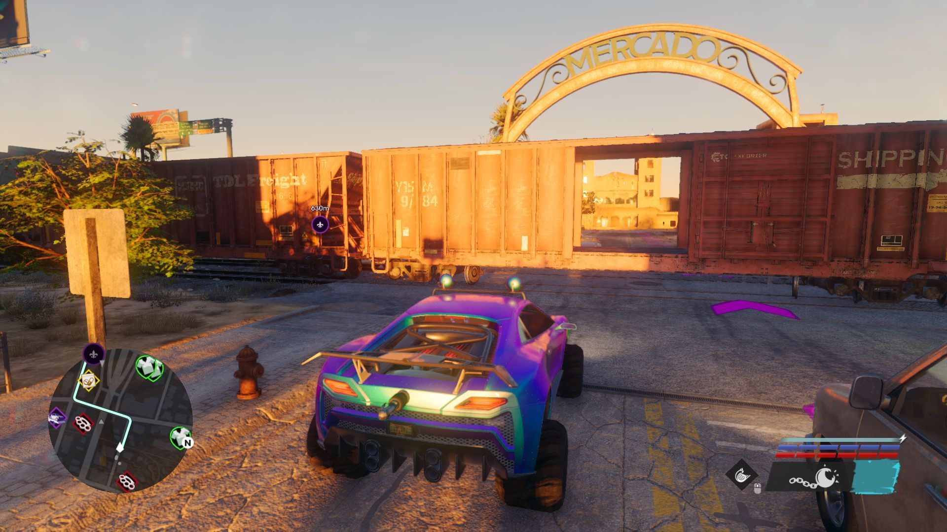 There are some amazing vehicles waiting to be collected (screenshot via Saints Row)