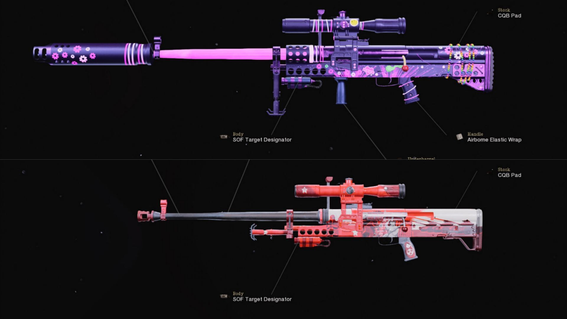 Some available blueprints for the ZRG 20mm in-game (Image via Activision)