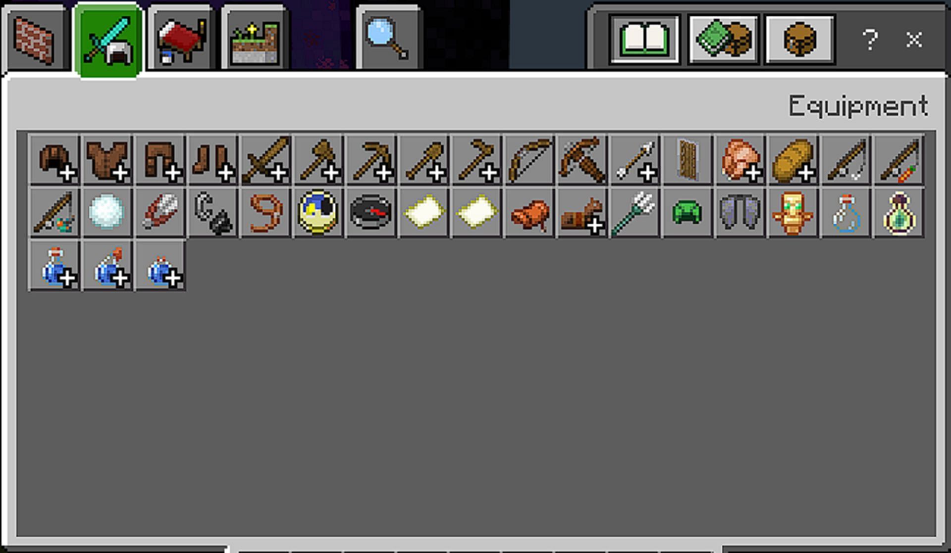 A small sample of equipment that received physics in this addon (Image via Coptaine/Mcpedl)