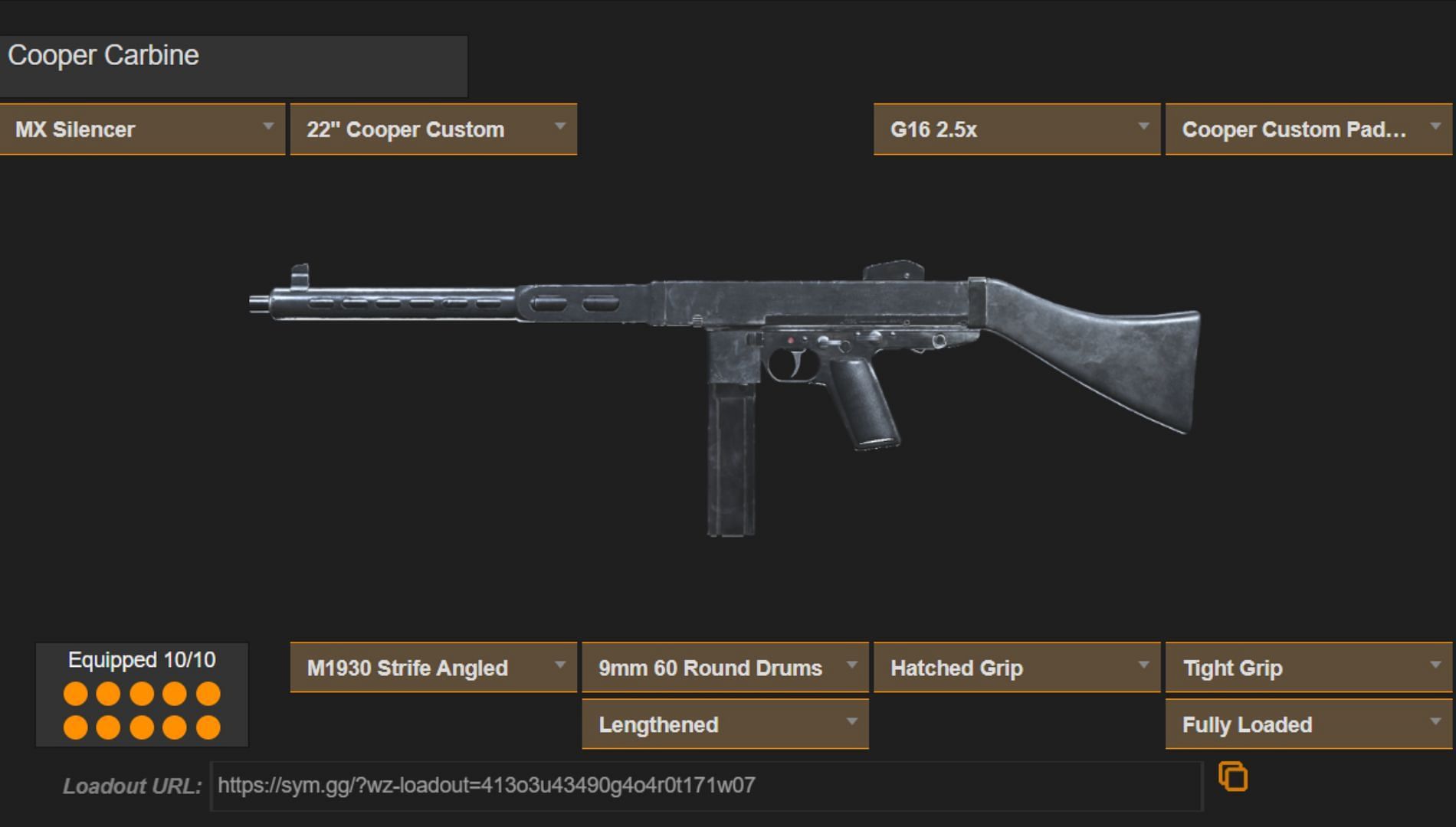 Cooper Carbine Loadout from Call of Duty Warzone (Image via sym.gg)
