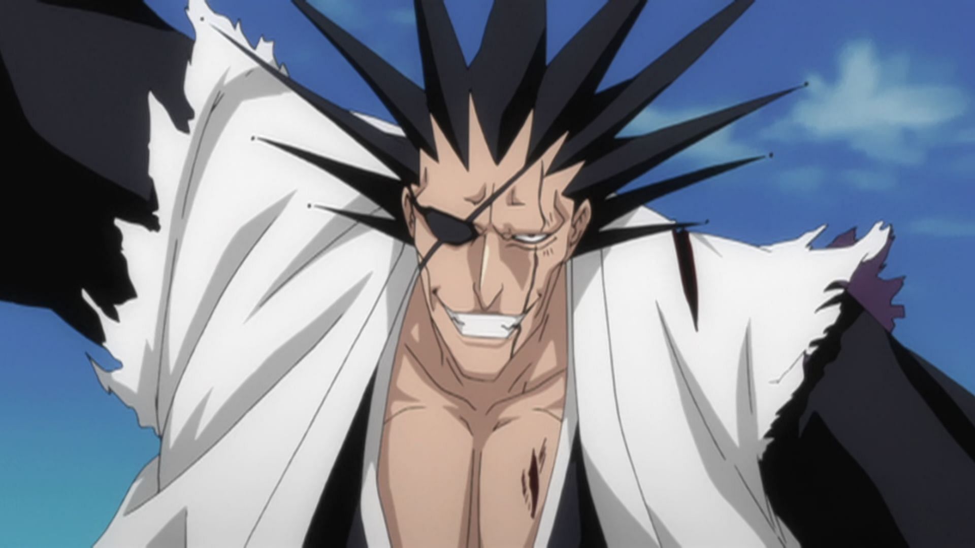 Kenpachi has perfect example of spiky hair in anime (Image via Pierrot)
