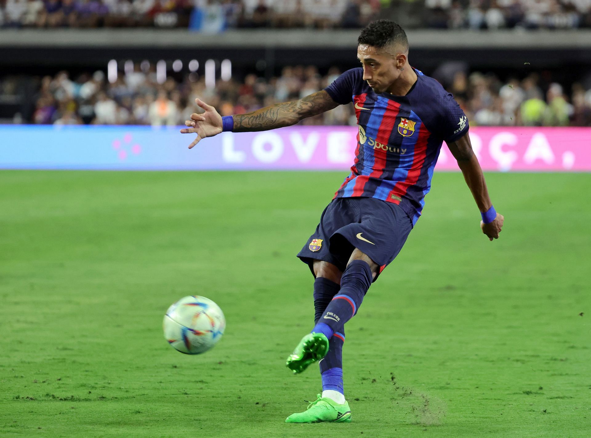 Raphinha in action against Real Madrid - Preseason Friendly