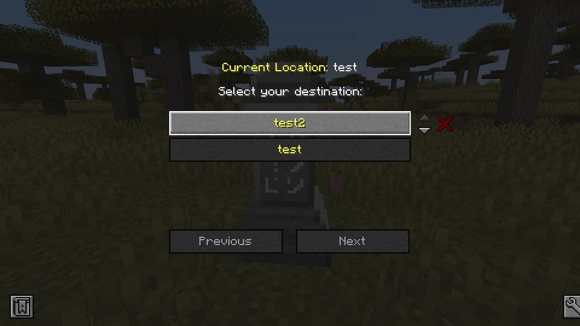 The Waypoints fast travel screen (Image via Minecraft)