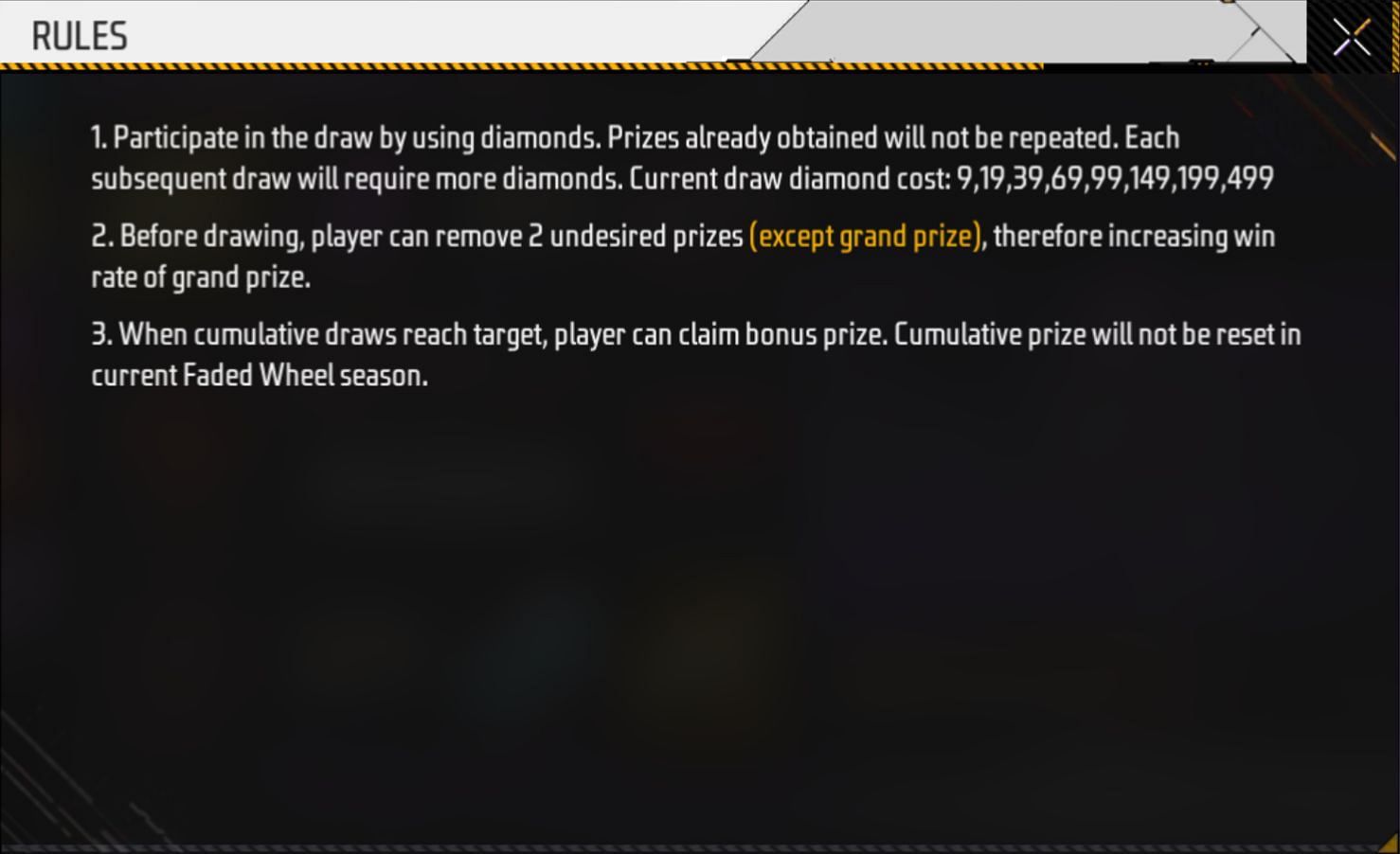 The cost of spins in the Faded Wheel (Image via Garena)