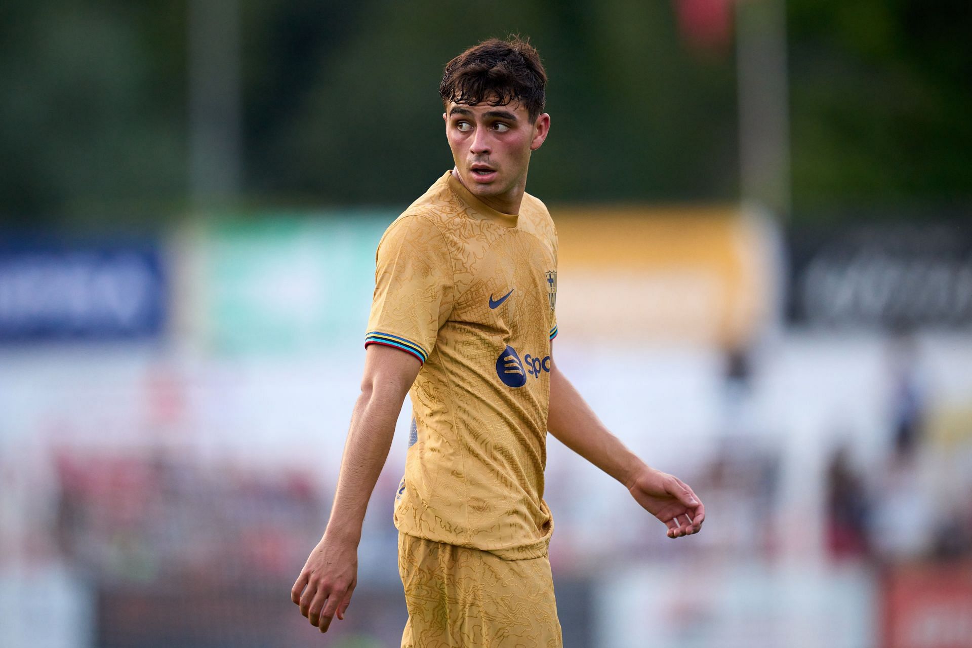 Pedri in action against Olot - Pre-Season Friendly