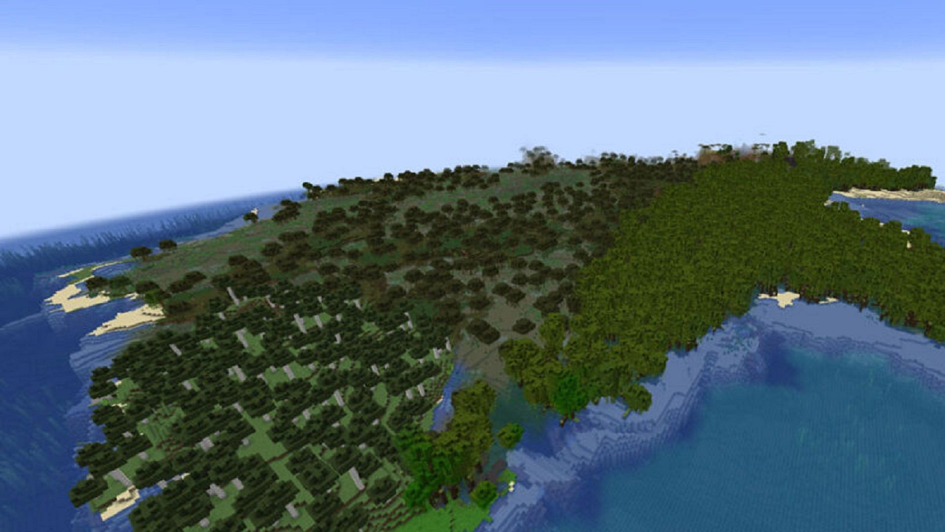 A standard mangrove swamp/swamp island not far from the spawning ground (Image via Mojang)