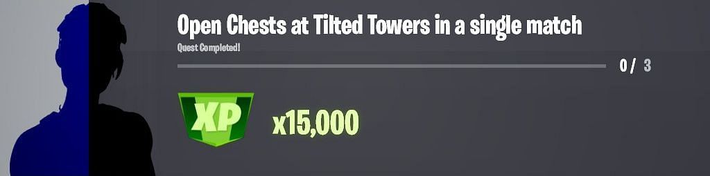 Open three chests in Tilted Towers to claim 15,000 XP (Image via Twitter/iFireMonkey)