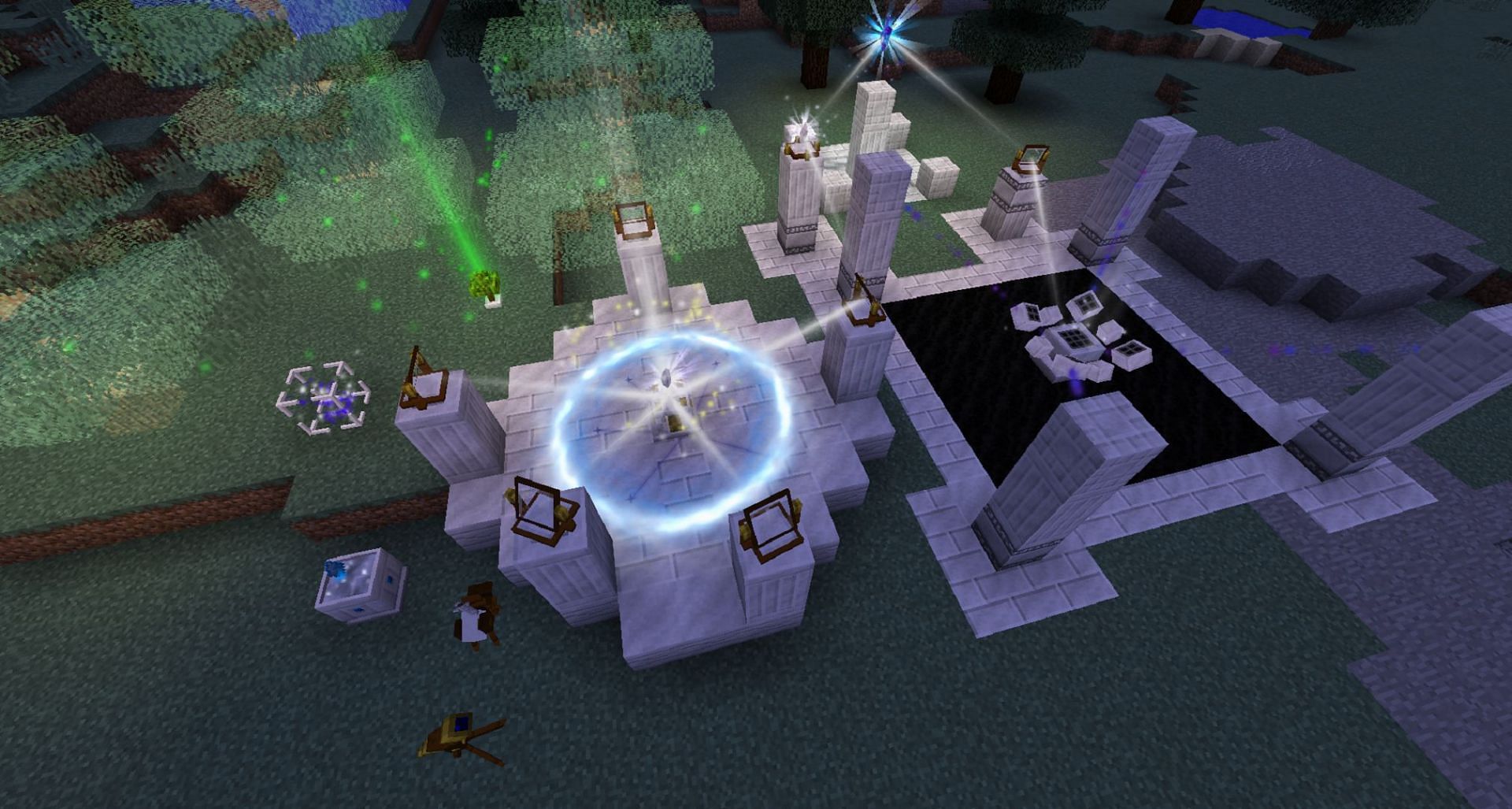 Various structures in Astral Sorcery (Image via HellFirePvP/CurseForge)