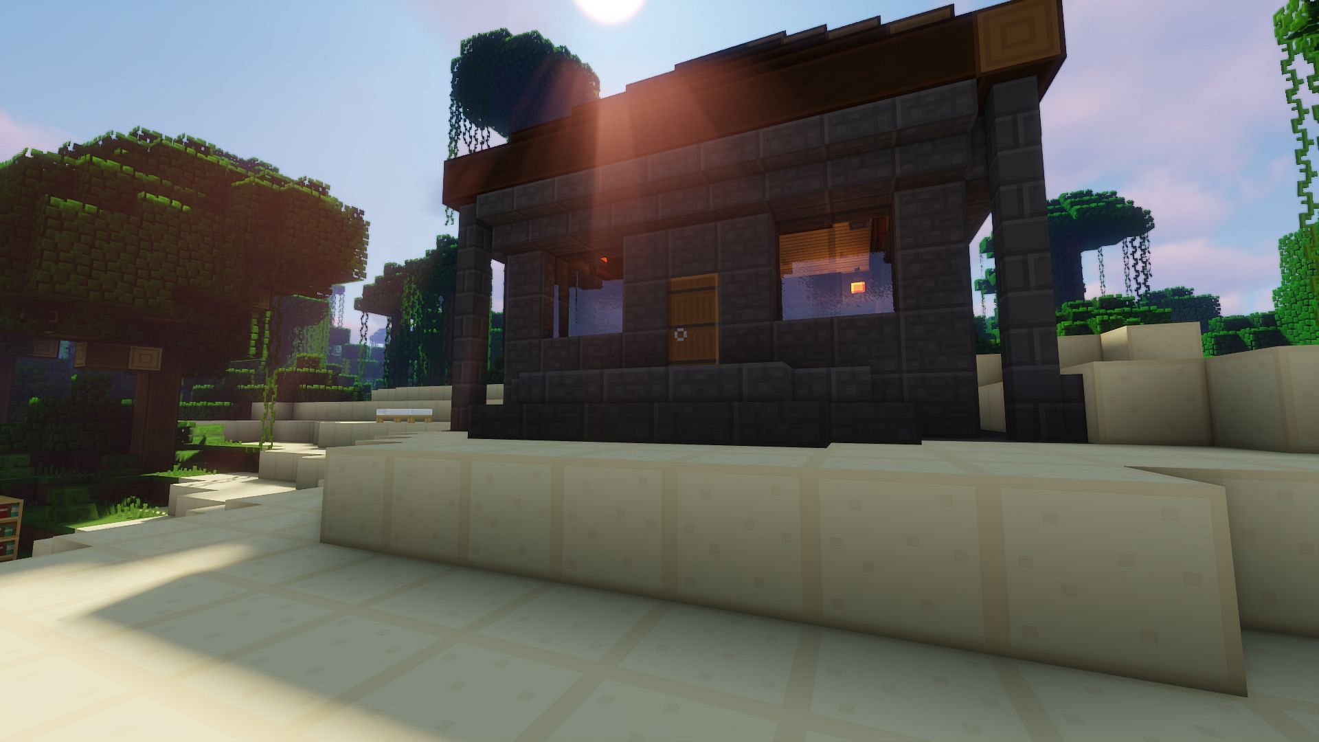 The base with the Easy Blocks texture pack applied (Image via Mojang)