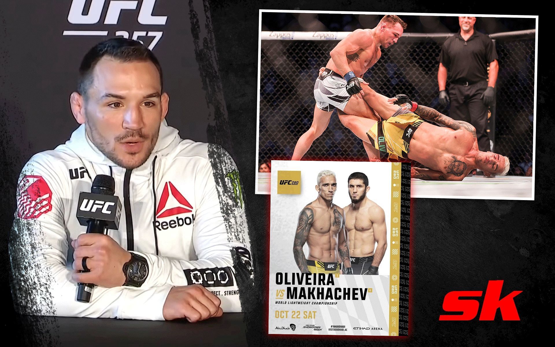 Michael Chandler reflects on Charles Oliveira clash [Chandler image via UFC on YouTube | top image via Getty | UFC 280 poster via @ufc on Instagram]
