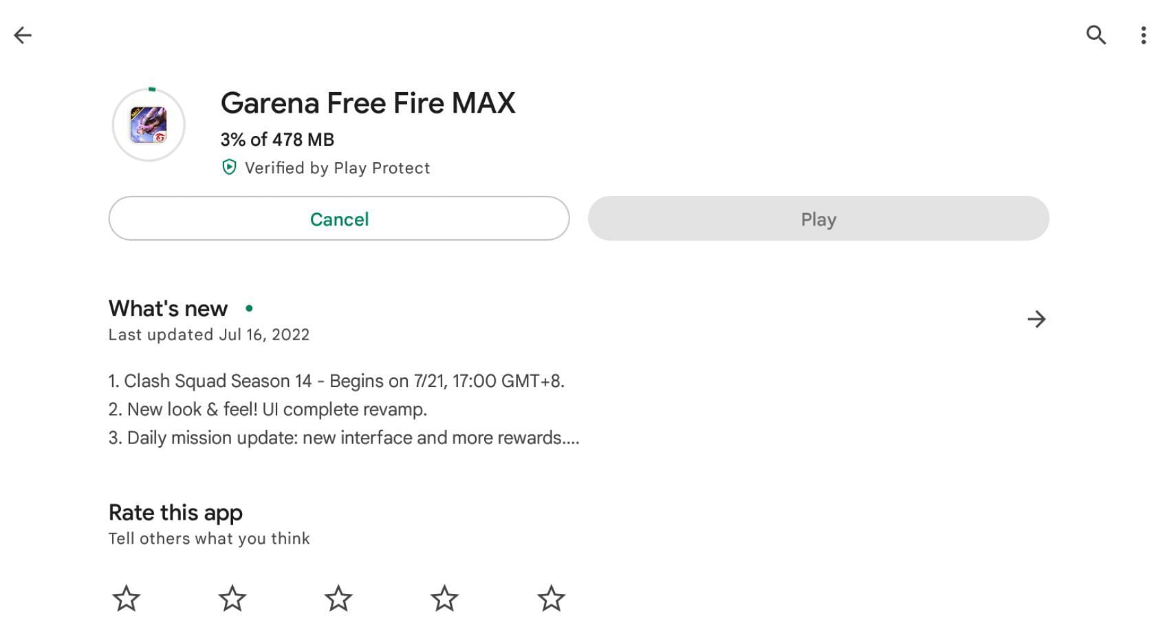 Browse Free Fire MAX in the Play store (Image via BlueStacks)