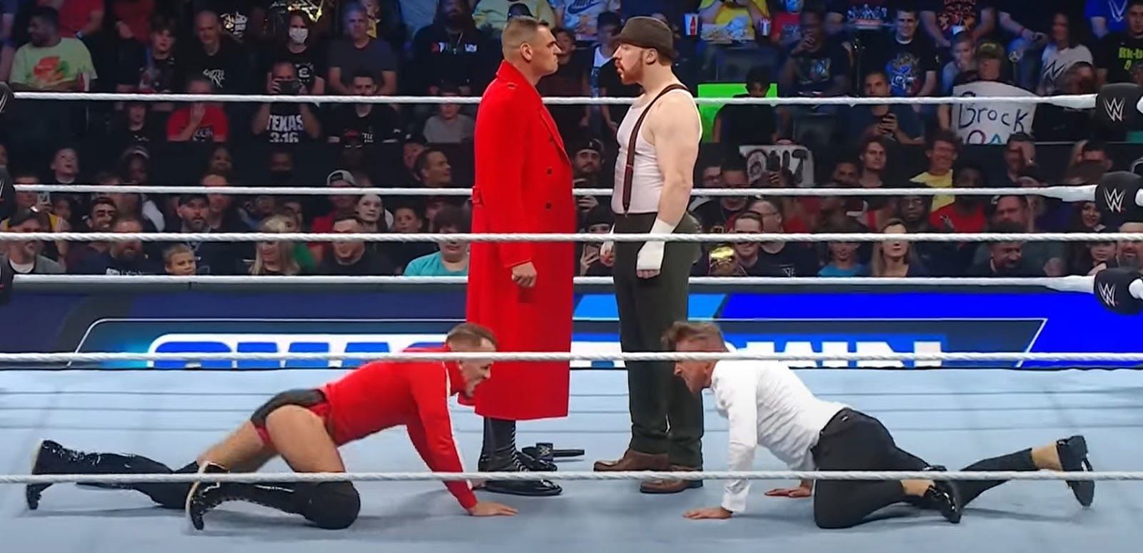 The staredown at SmackDown