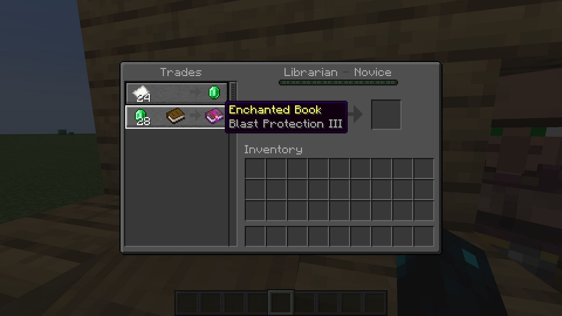 Blast protection enchanted book offered by librarian (Image via Minecraft 1.19 update/Mojang)